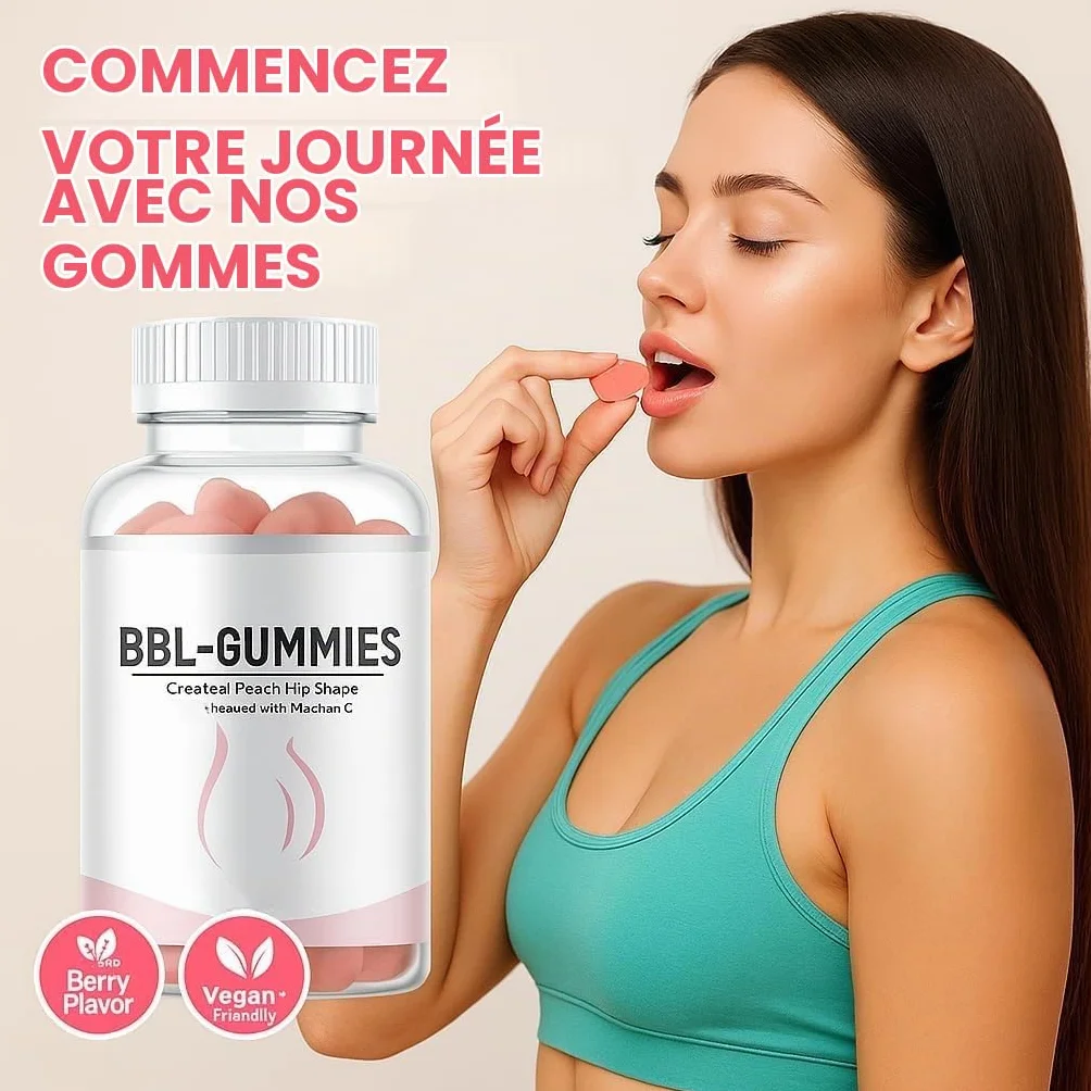BBL Gummies, Aide à la croissance naturelle des fesses | nourrit la peau et l'élasticité, favorise la circulation sanguine, saveur de pêche