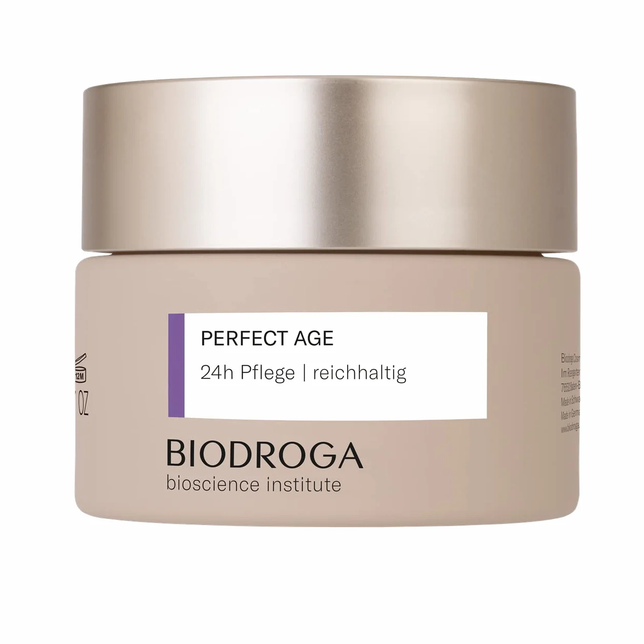 Biodroga Soin raffermissant anti-âge 24h soin riche 50 ml – Crème hydratante anti-rides Skincare Vegan Perfect Age Bioscience Institut