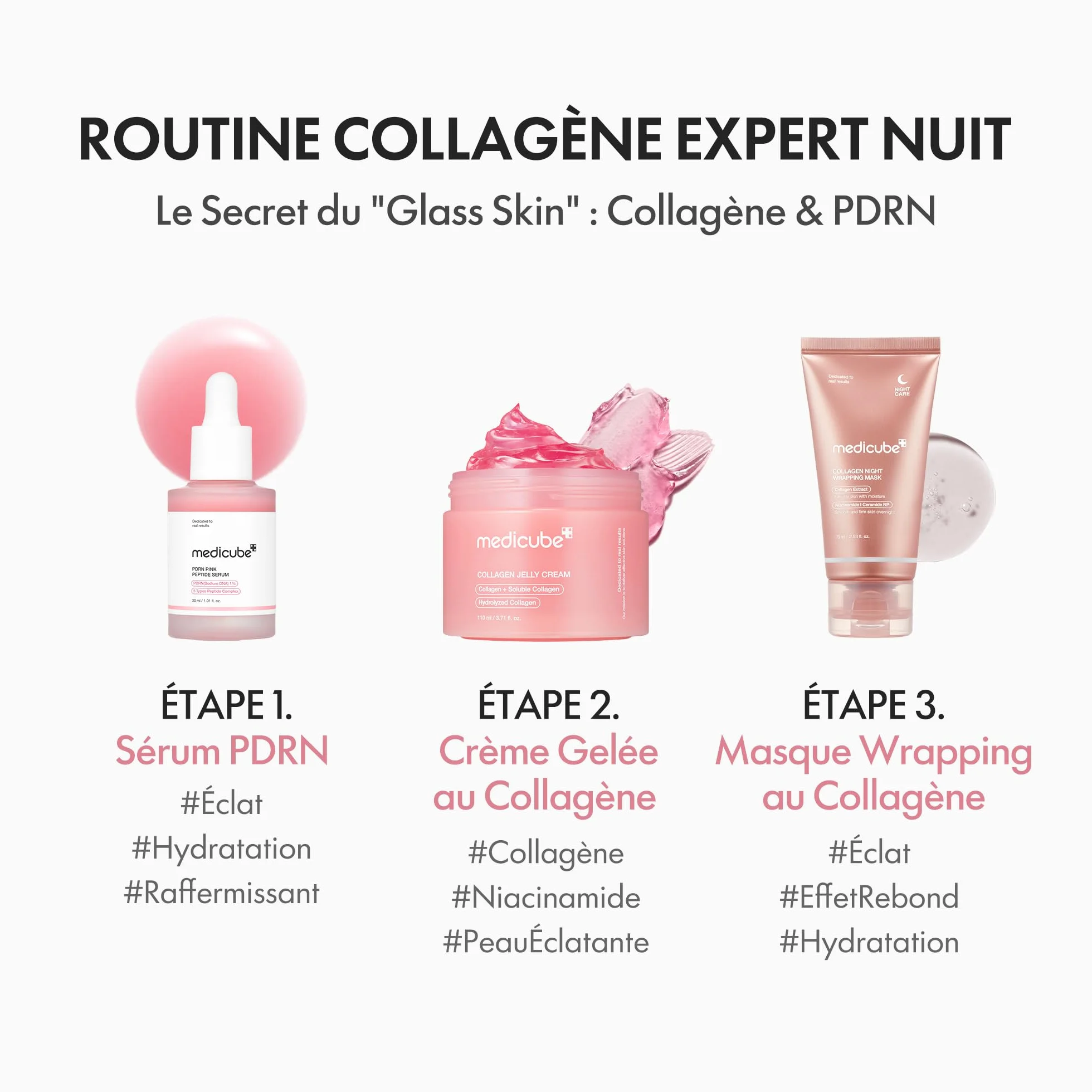 Medicube Masque de Nuit Wrapping au Collagène Peel-Off 75ml Soin Élasticité Hydratation Glass Skin