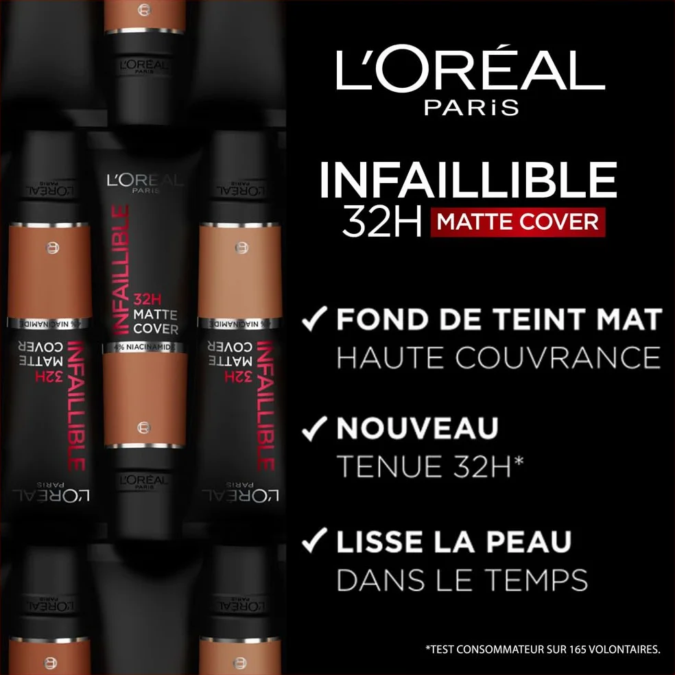L'Oréal Paris Infaillible 32H Matte Cover Fond de Teint Mat Haute Couvrance Waterproof SPF 25 Teinte 320 Cool Undertone 30 ml