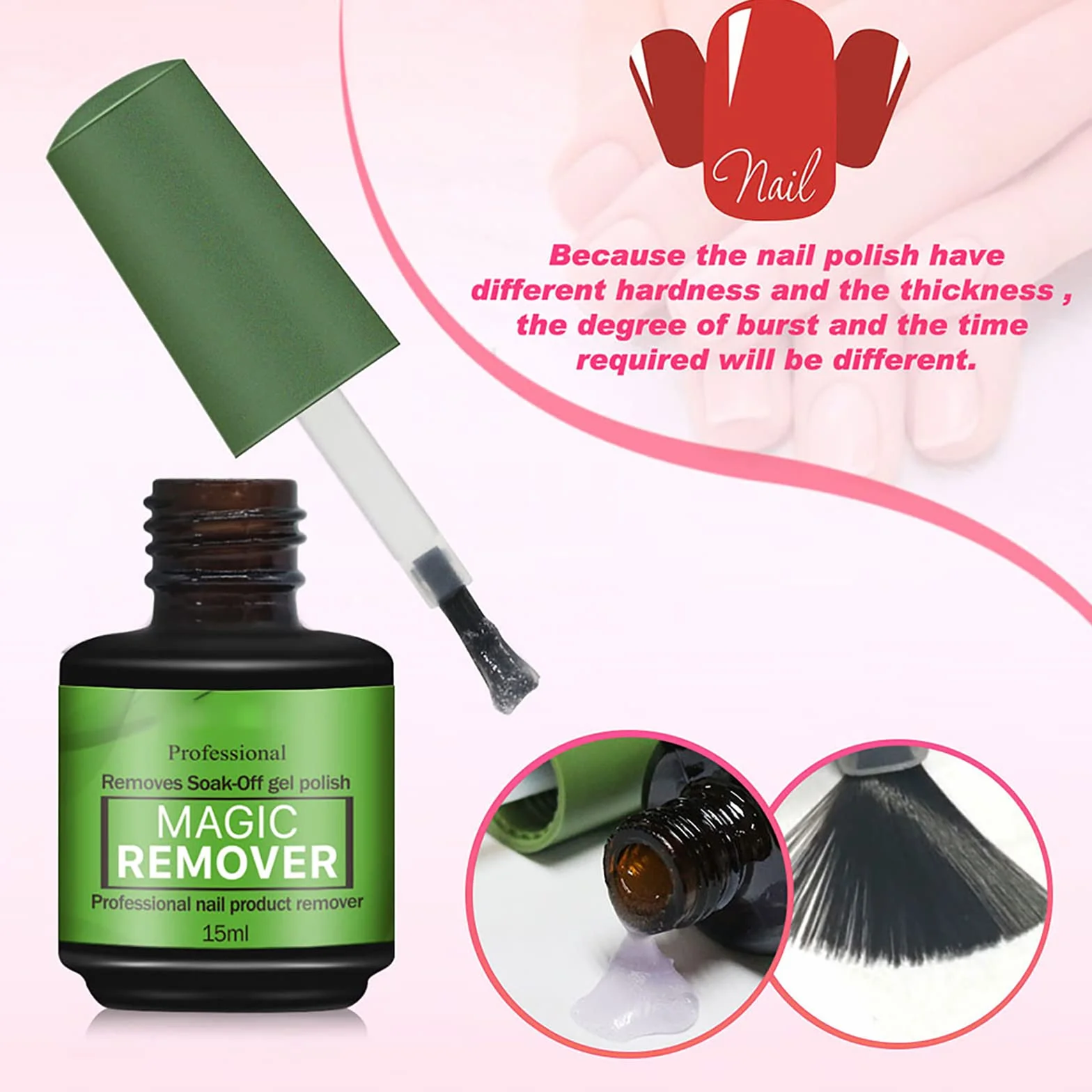 Dissolvant magique pour vernis gel UV - Lot de 3 dissolvants pour manucure