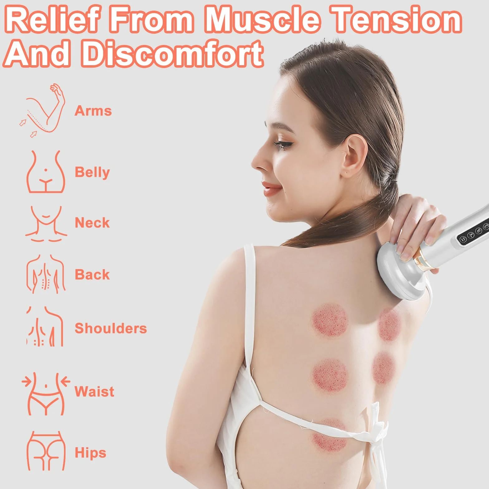 Appareil de Massage par Ventouse Électrique,Appareil de Massage Anti-Cellulite pour Jambes/Ventre/Bras,Appareil Anti-Cellulite,Appareil de Drainage Lymphatique avec 12 Programmes&4 Modes
