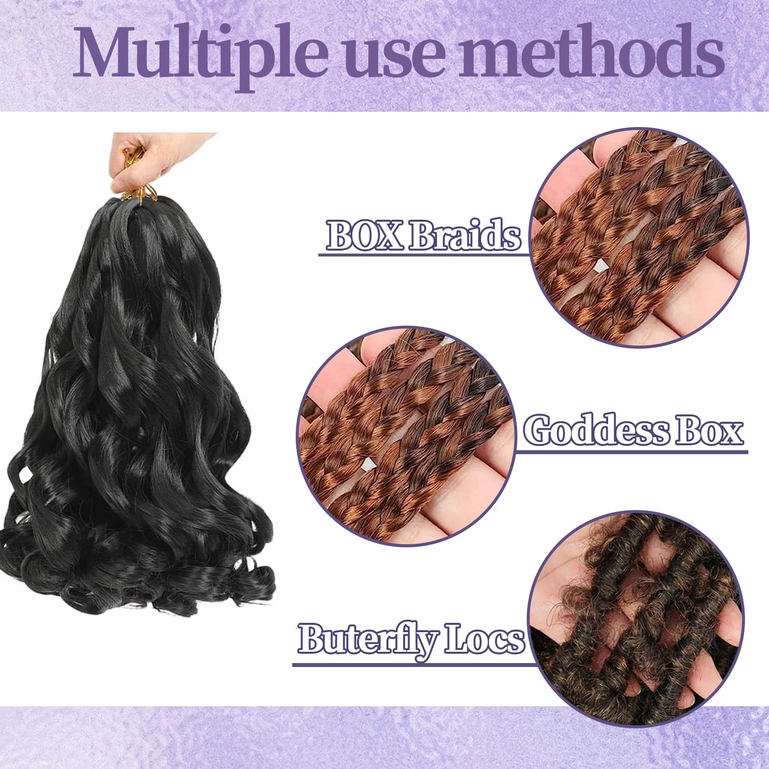 12 Inch French Curls Braiding Hair 8 Packs Spanish Curly Braids Pre Stretched Loose Wave Soft French Curl Synthetic Braiding Hair Extensions for Women (1B, 12 Inch (Pack of 8))