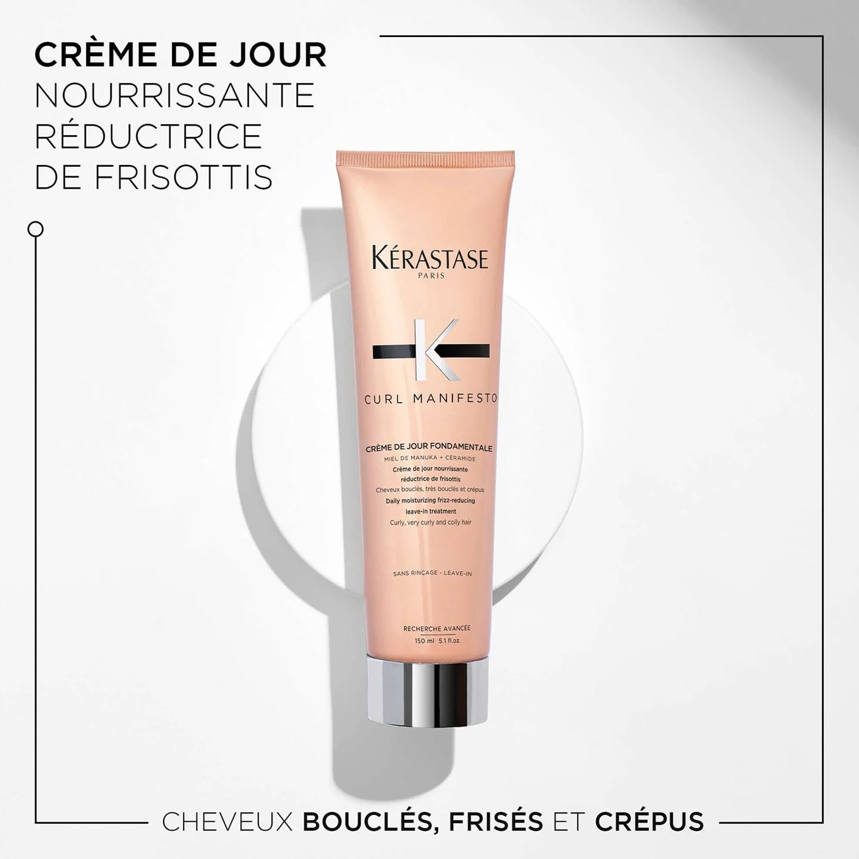 KÉRASTASE Curl Manifesto - Crème de Jour Fondamentale - Soin Capillaire Anti-Frisottis - Nourrit & Définit - Miel de Manuka & Céramides - Cheveux Bouclés - Frisés & Crépus - 150 ml