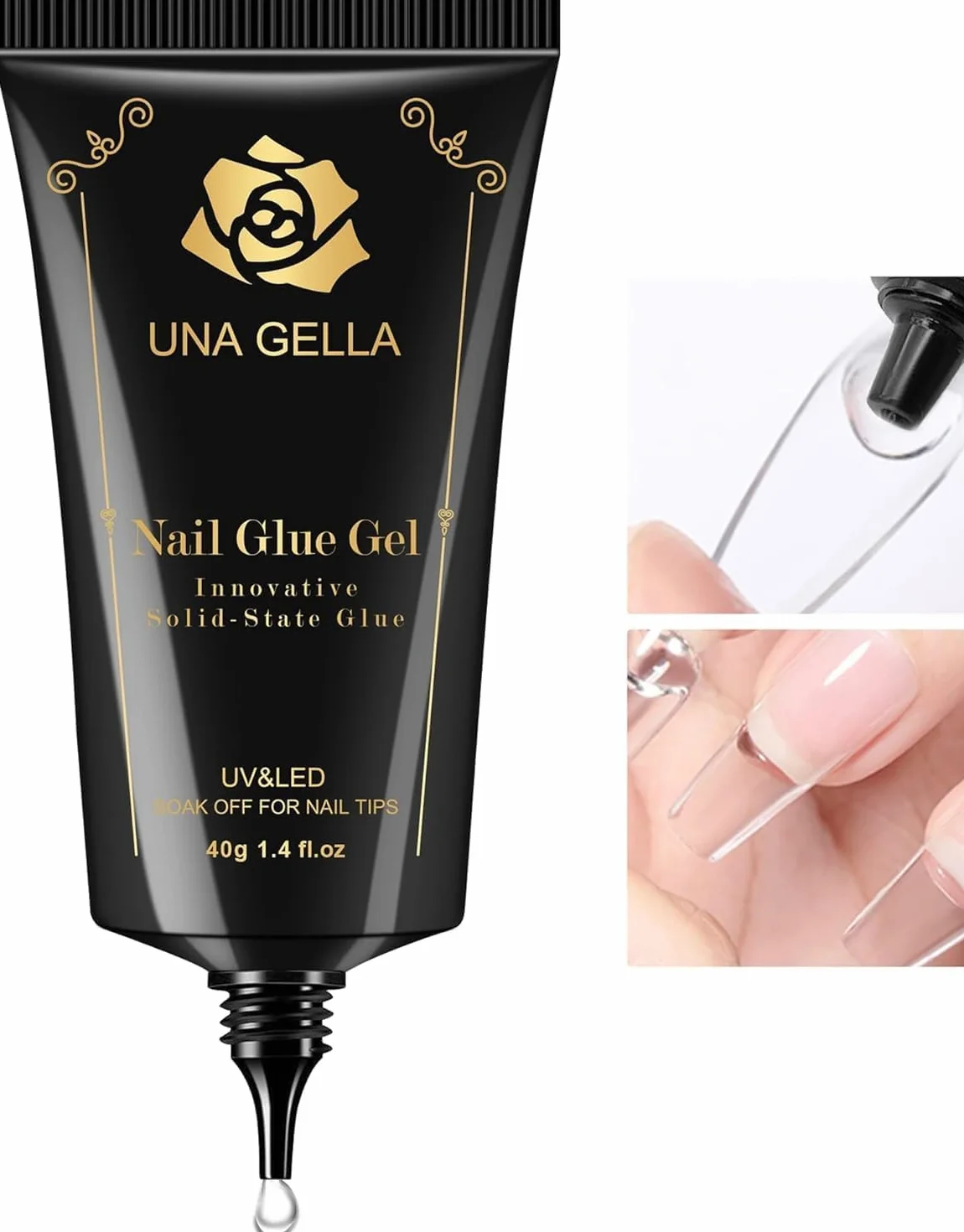 UNA GELLA Colle Faux Ongles Gel Solide 40ml Super Forte UV LED Soak Off