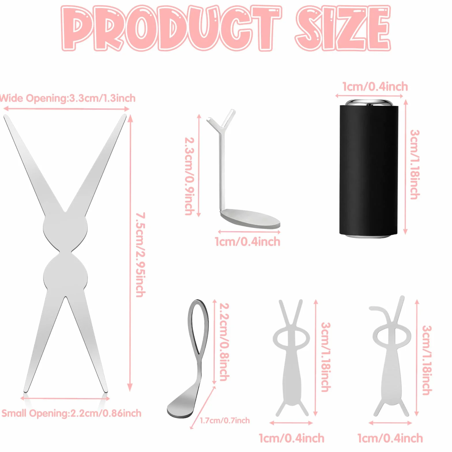 Lot de 7 aimants œil de chat pour vernis gel, kit professionnel nail art avec aimant cylindrique, forme O, ciseaux français, cœur et aimants lapin