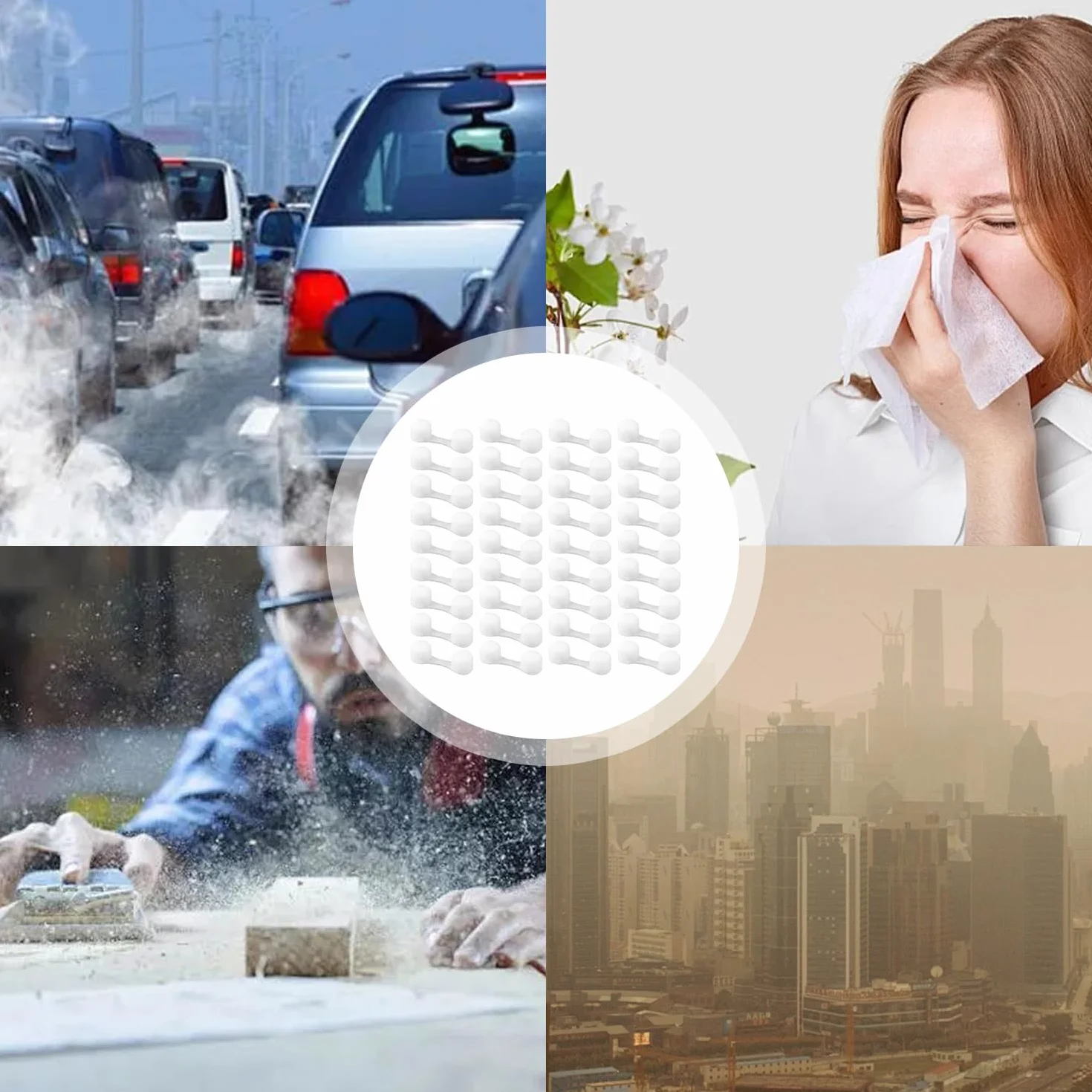 Filtres Nasaux en Eponge 50 Pièces Respirants Invisibles Anti-Poussière Poils Pollen