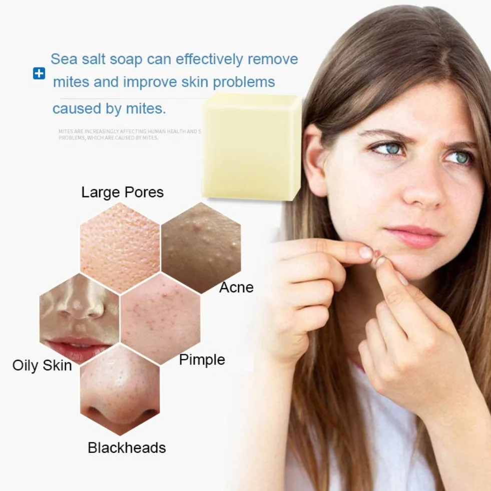 Savon au sel de mer naturel au lait de chèvre, nettoyage hydratant visage peaux sèches et grasses 100G