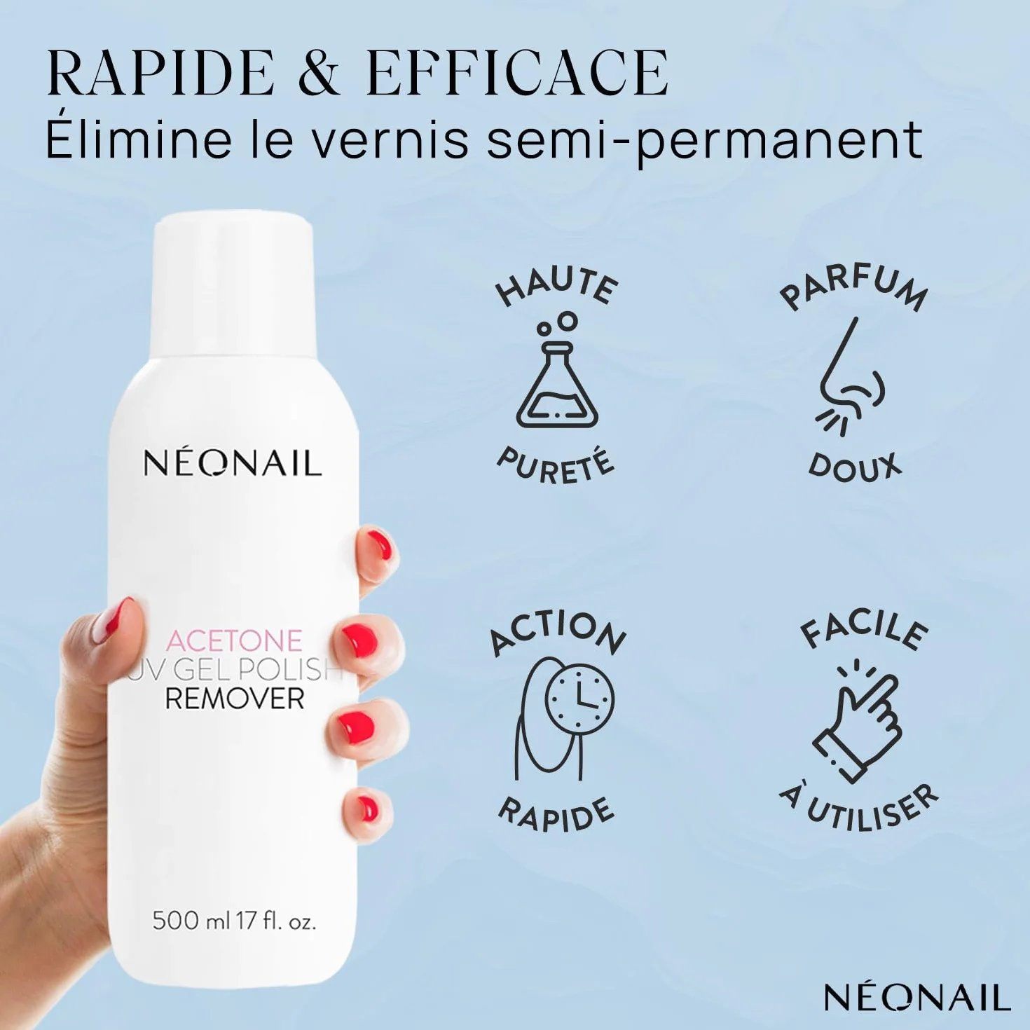 NÉONAIL Dissolvant Vernis Semi Permanent Acétone 500 ml