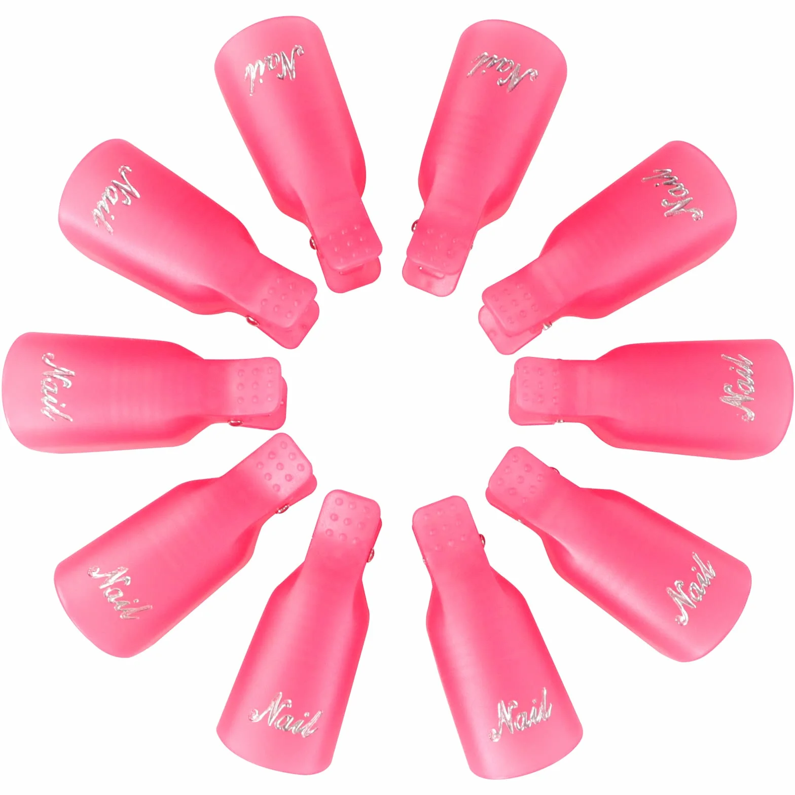 Capuchon Ongle, Nail Art Clip, 10 Pcs Pinces à Ongles En Plastique, Clip Ongles Semi Permanent pour Nettoyage Retirer Vernis Gel UV Outil Capuchon Plastique Rose
