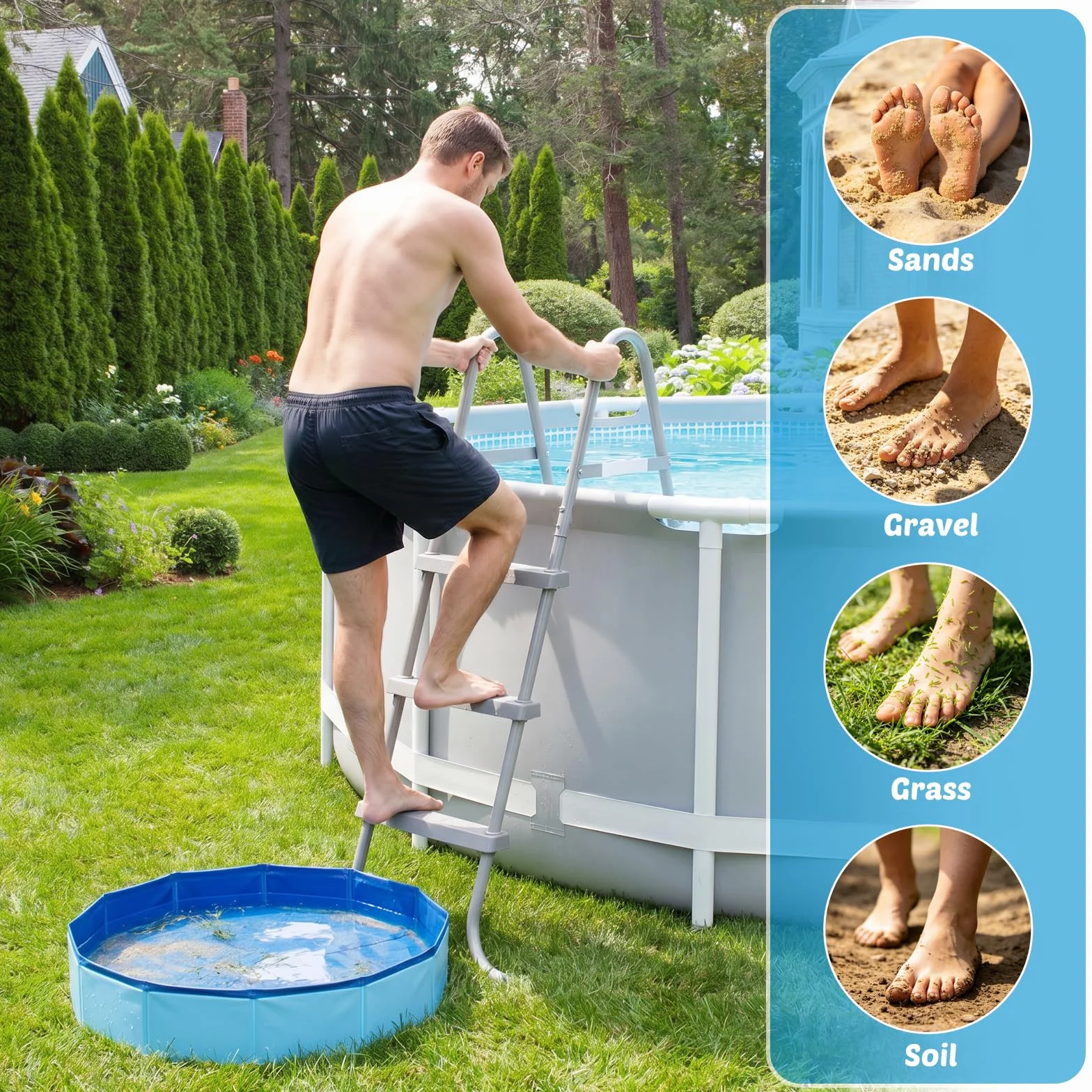 Pediluve Piscine 50 x 10 cm PVC Bassine Pied Piscine Pliable