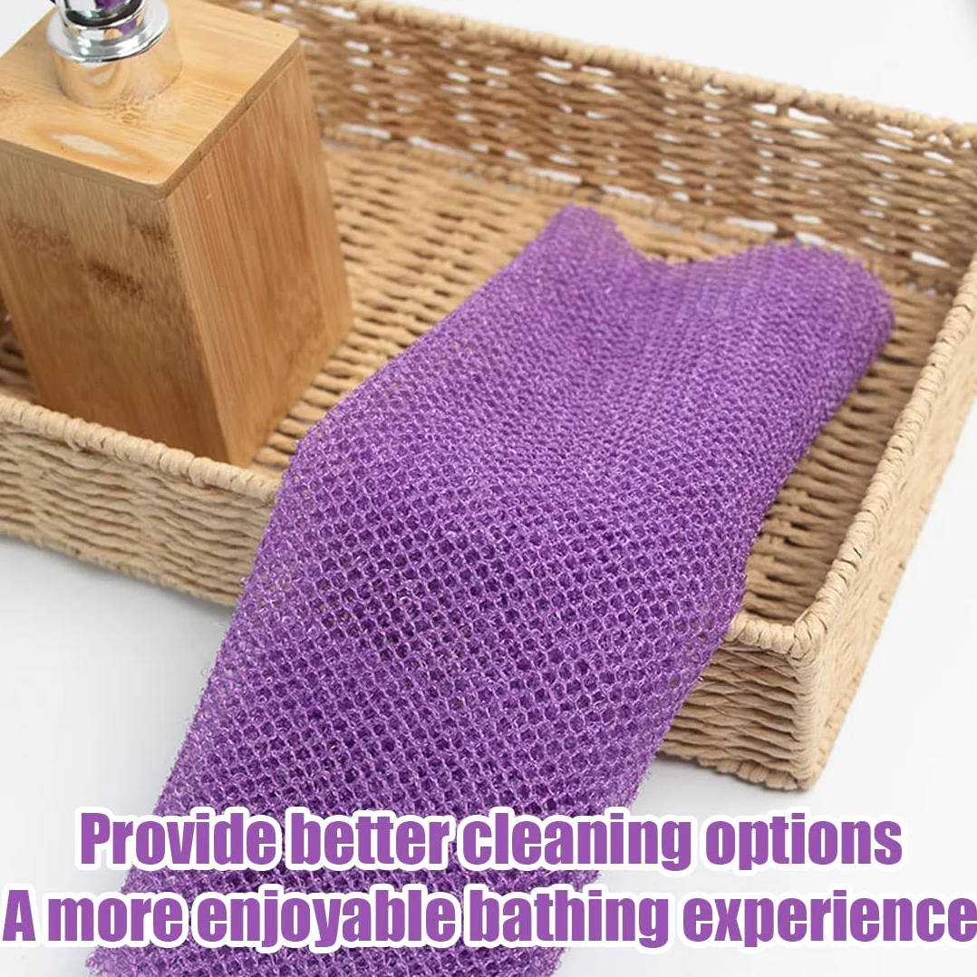 Filets Exfoliants pour le Corps 2 Pièces Éponge Douche Nylon Maille 20x65cm Rose et Violet