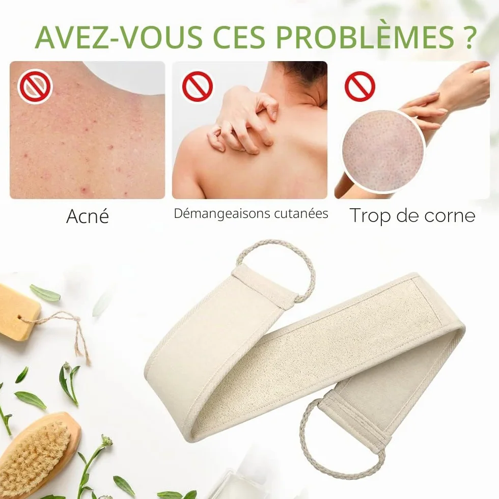 Pinkiou Loofah Sangle de Bain Luffa Dos Épurateur Exfoliant Organique pour Hommes Femmes