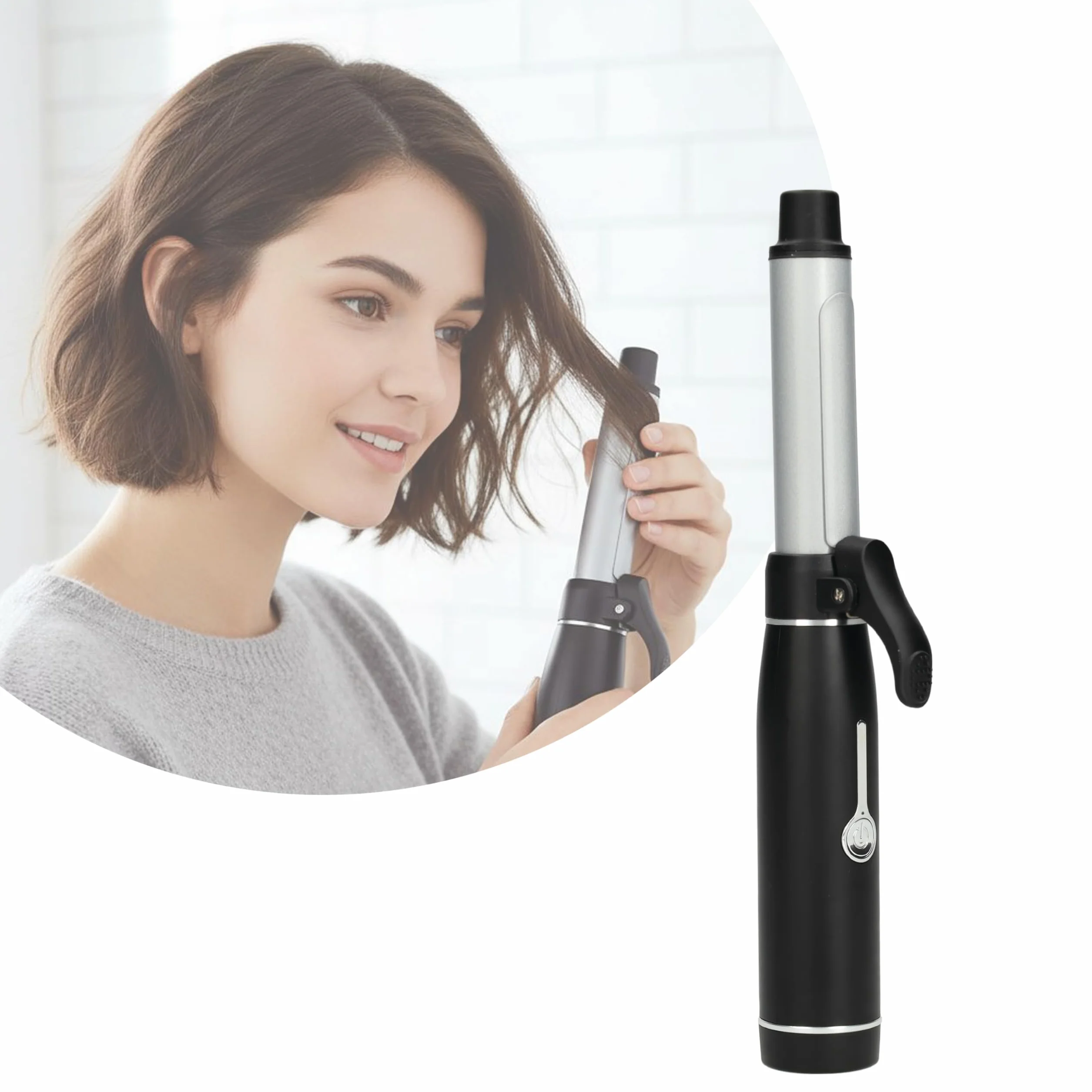 mini Boucleur à cheveux Sans Fil | Fer à Boucler | Fer à friser de voyage | 2 Niveaux de Temperature 160°C-180°C | Boucler Rechargeable USB-C | 20.2x4.8x2.9cm | Noir