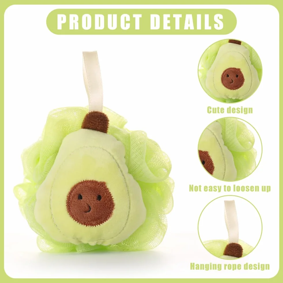 Lot de 2 éponges de bain pour enfants en forme de fruits douces exfoliantes