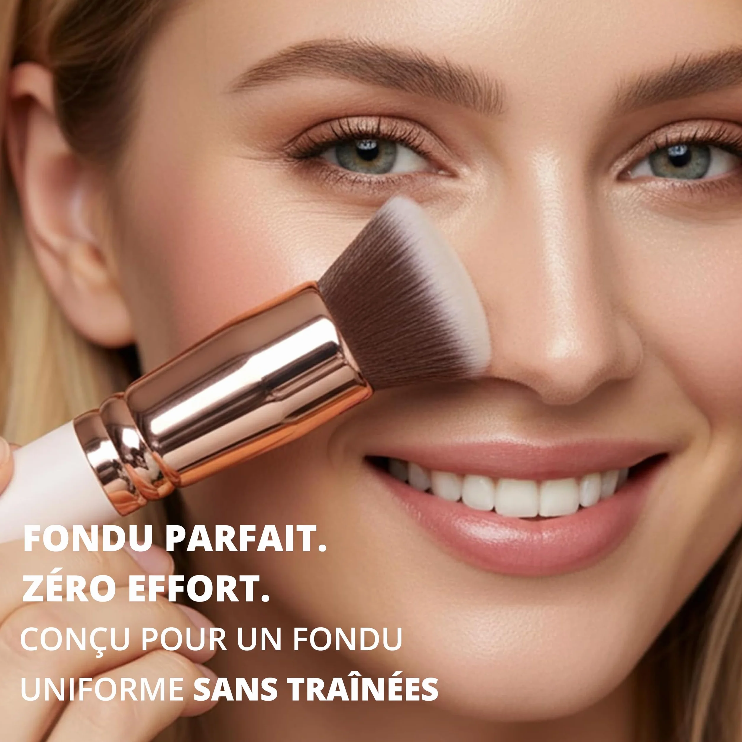 Pinceau Fond de Teint Kabuki Professionnel Maquillage Visage Synthétique Poils Denses