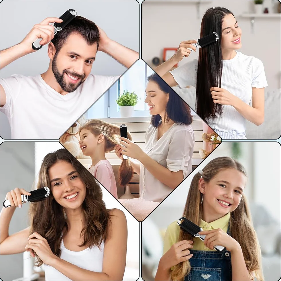 Brosse à Cheveux de Voyage Pliable avec Miroir, Mini Brosse de Poche pour Femme, Argent