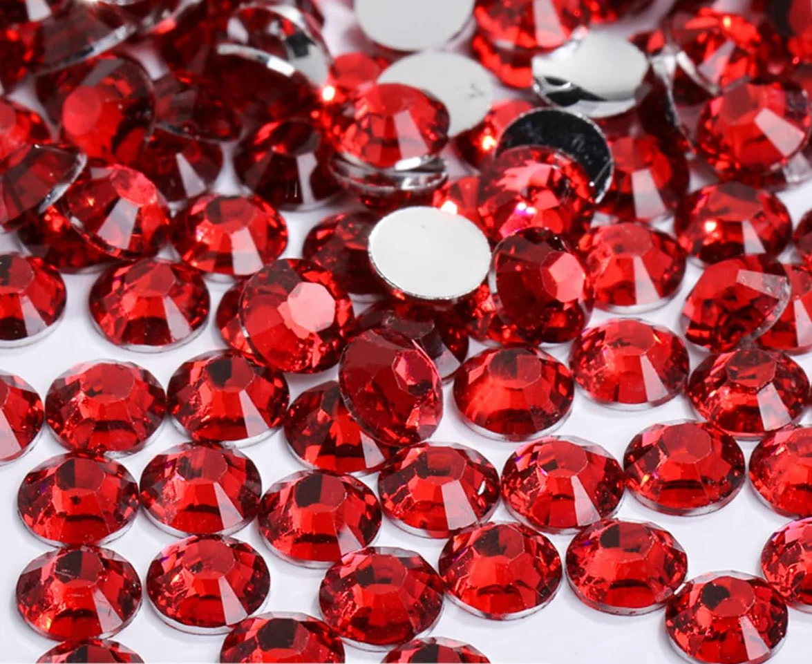 SS12 3mm Strass Cristal Ronde Autocollant Ongles Bricolage Vêtements Coques Téléphone Chaussures Sacs Rouge