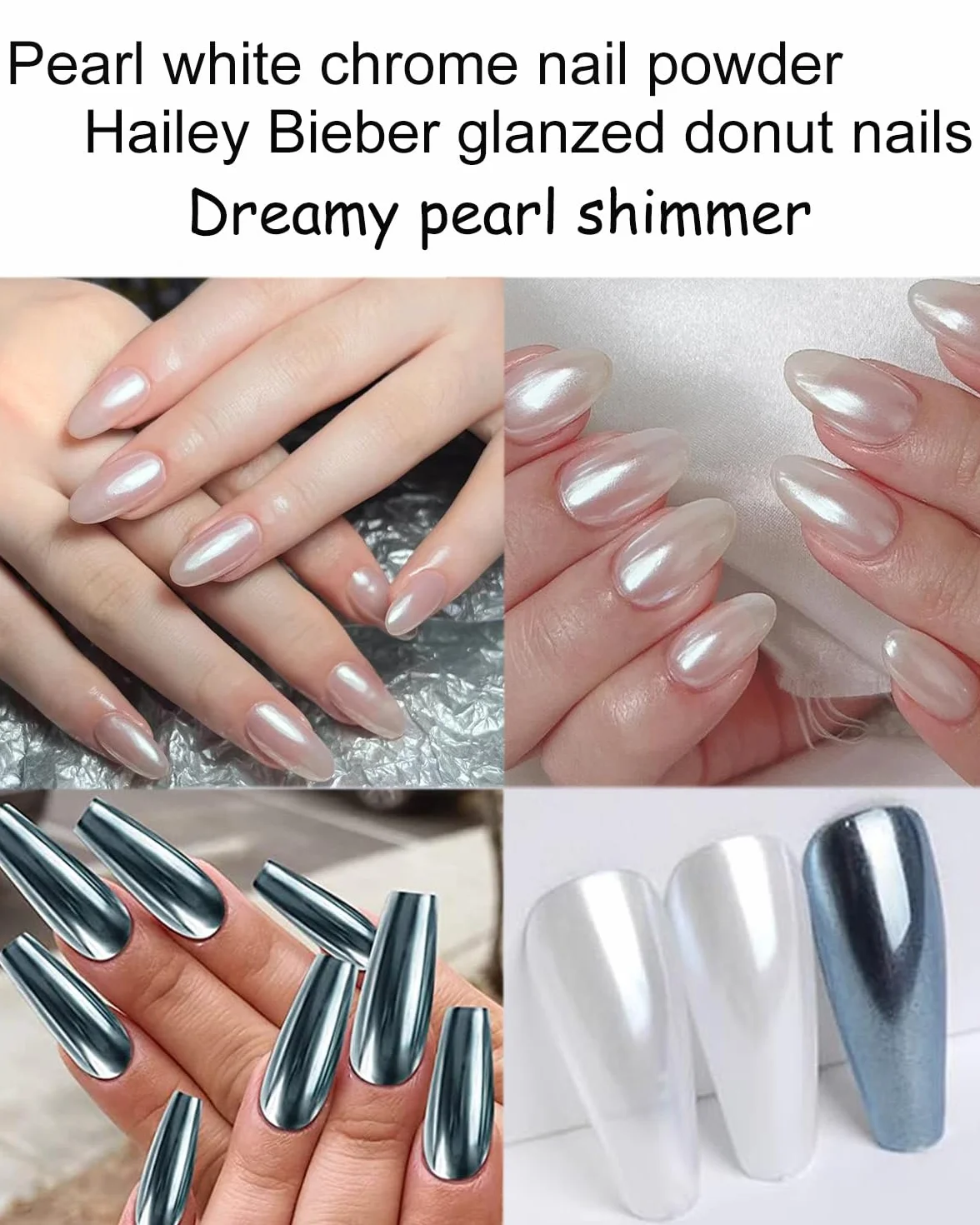 Poudre Chrome Ongle Nail Art Effet Miroir Laser Poudre à Ongles Pearl Effect Powder pour Glazed Donut Nails
