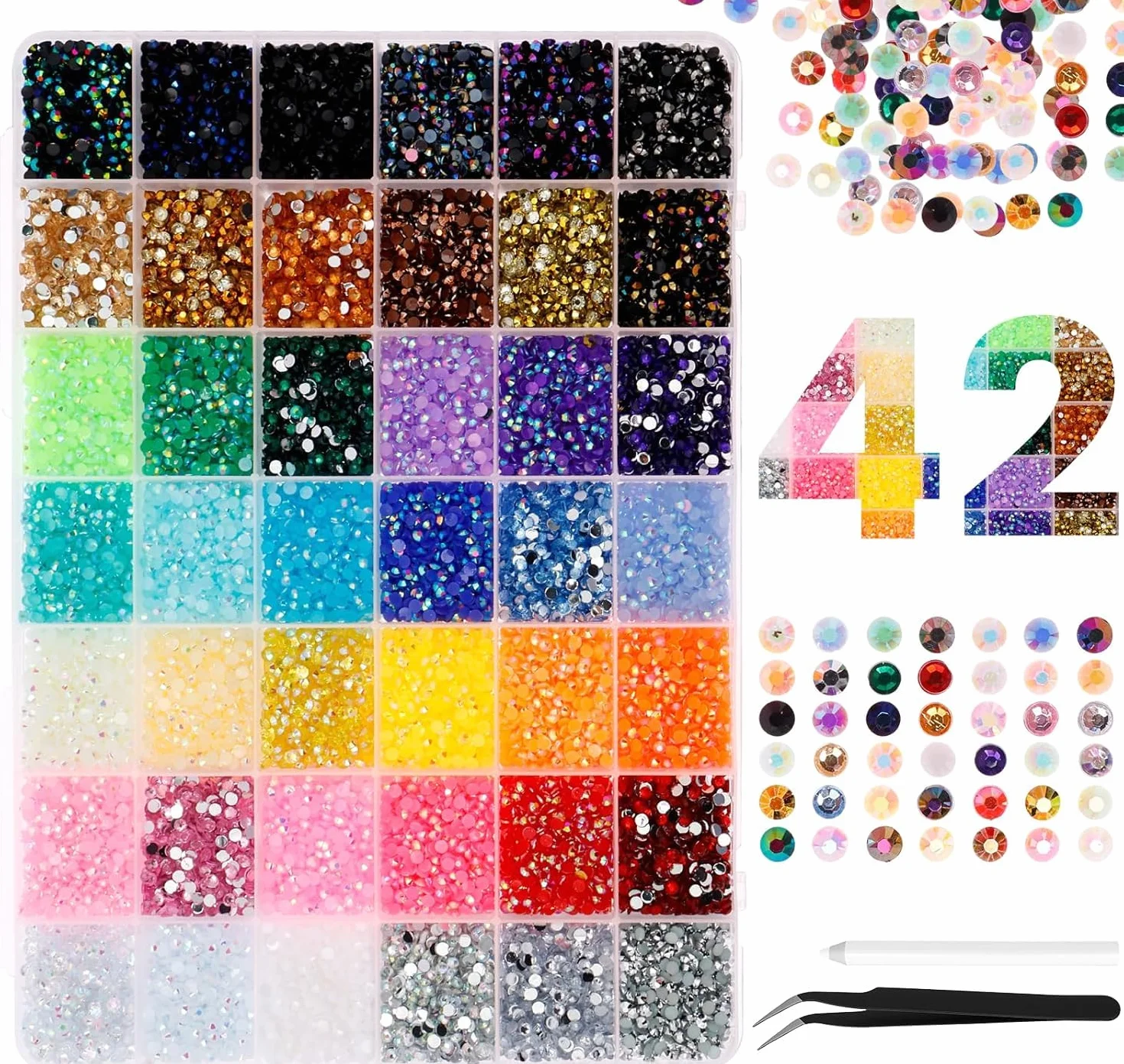 Bedazzling Kit 32 000 Pièces Strass 3mm Dos Plat avec Pince à épiler et Stylo pour Vêtements