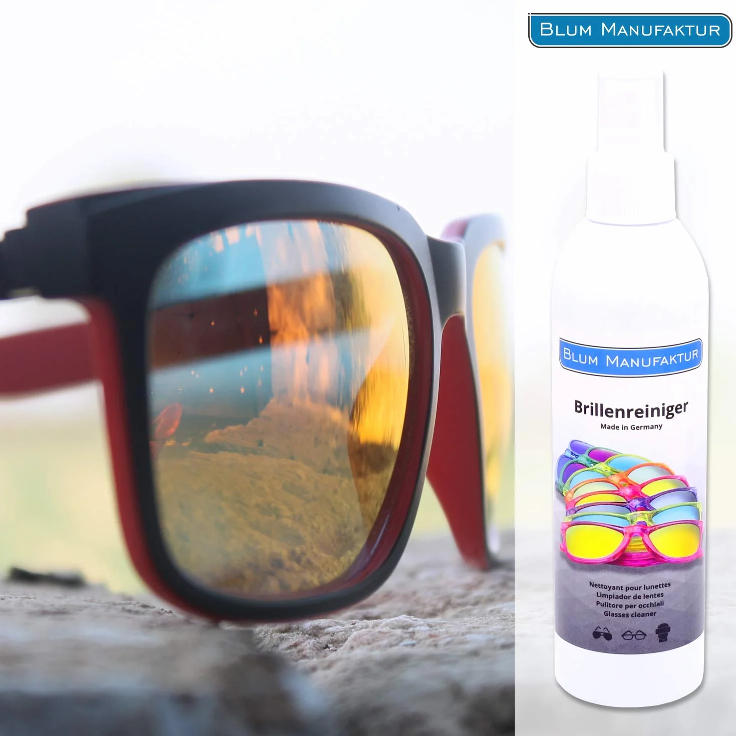 Blum Spray nettoyant pour lunettes 100 ml chiffon microfibre 30 x 30 cm