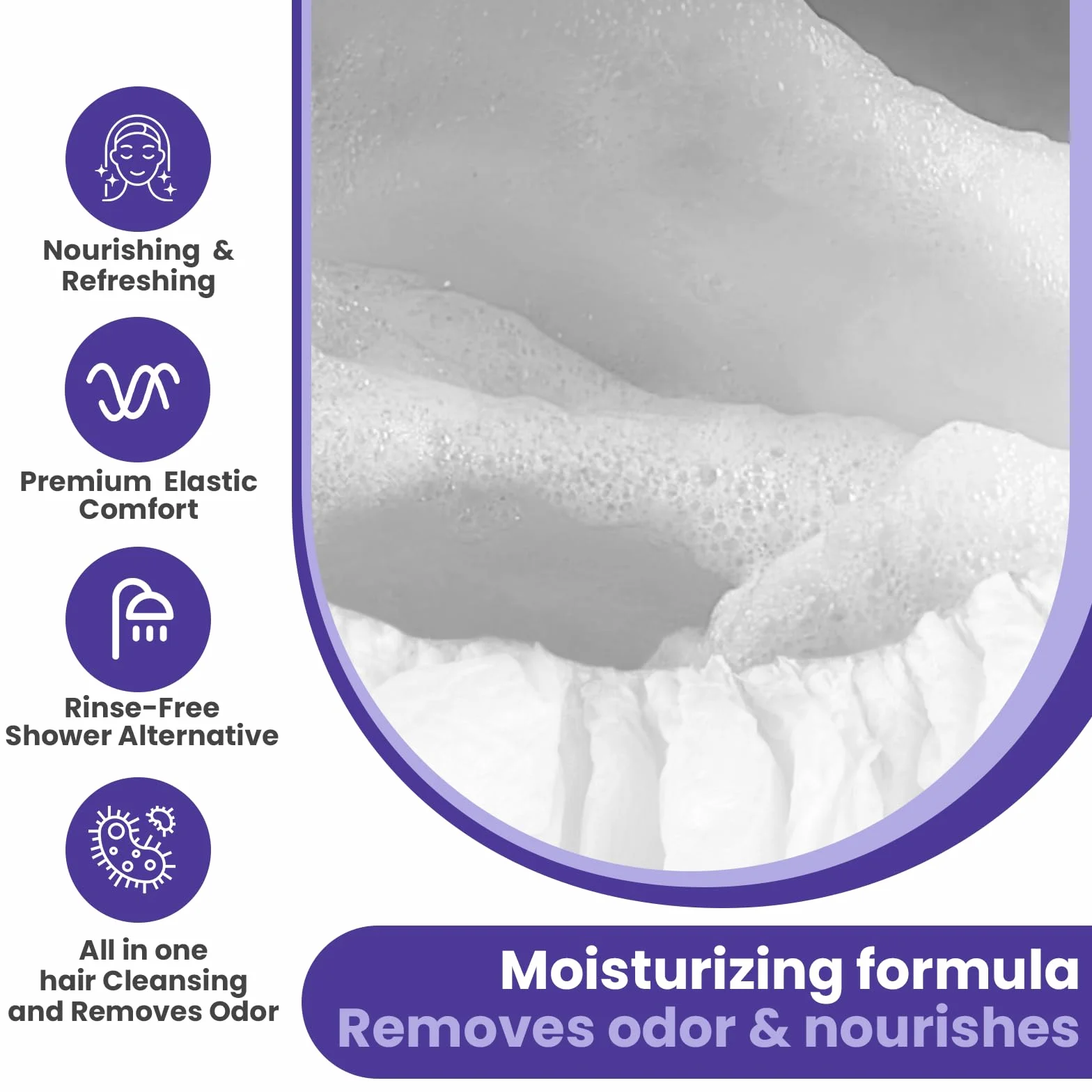 Medcosa Charlotte avec Shampoing Sans Rinçage - Lot 5 Paquets de Bonnet Shampooing Sec avec Aloe Vera Vitamine E et Camomille - Charlotte pour Lavage de Cheveux Sans Eau