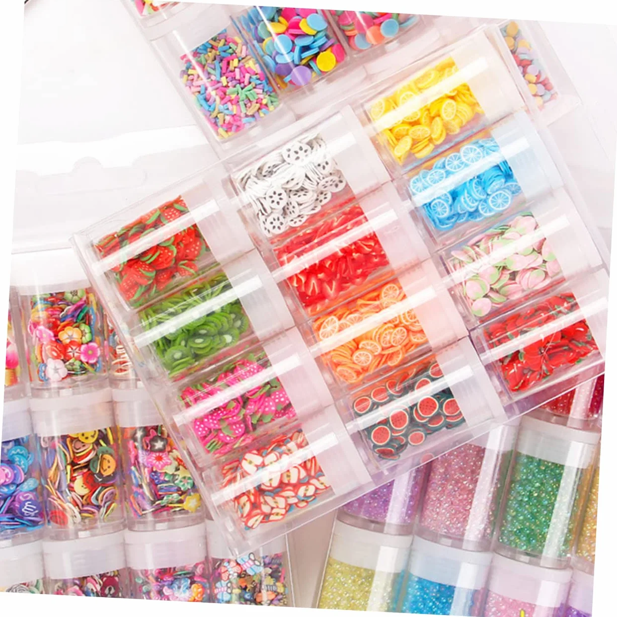 Ipetboom Tranches Nail Art Fruits 12 Boîtes Assortiment Aléatoire Décorations Argile Polymère DIY Ongles