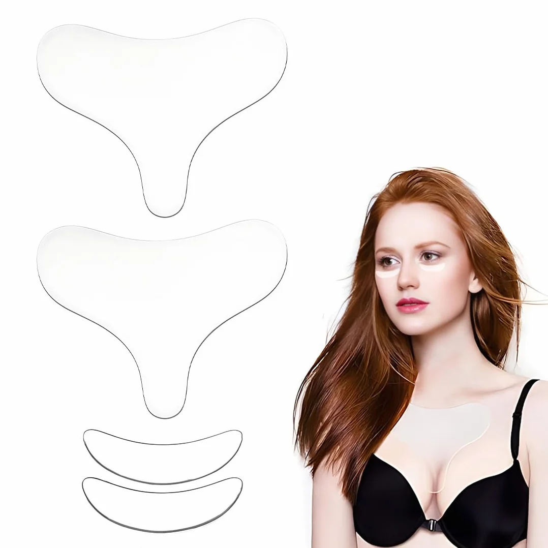 Lot de 4 patchs anti-rides en silicone réutilisables pour poitrine et décolleté