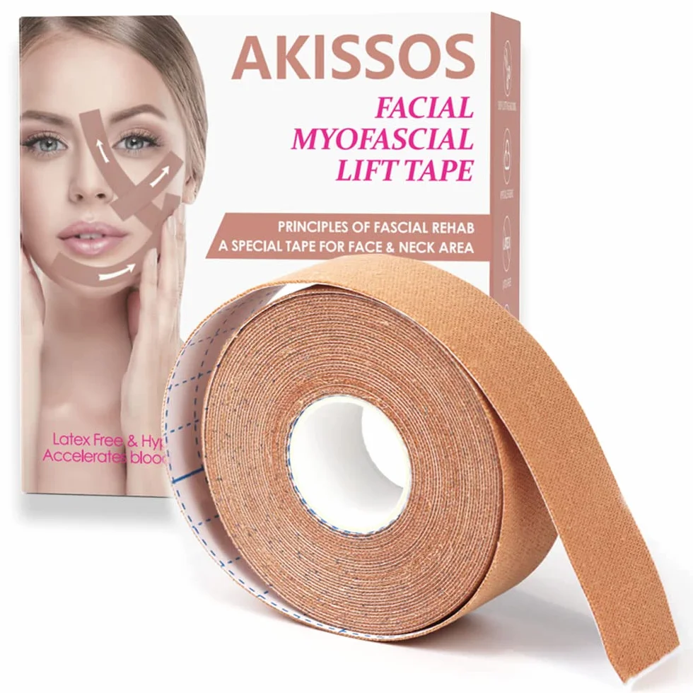 Akissos Face Tape Bande de Kinesiologie Visage Lift Anti Wrinkle Patches Neck Tape 2.5cm*5m