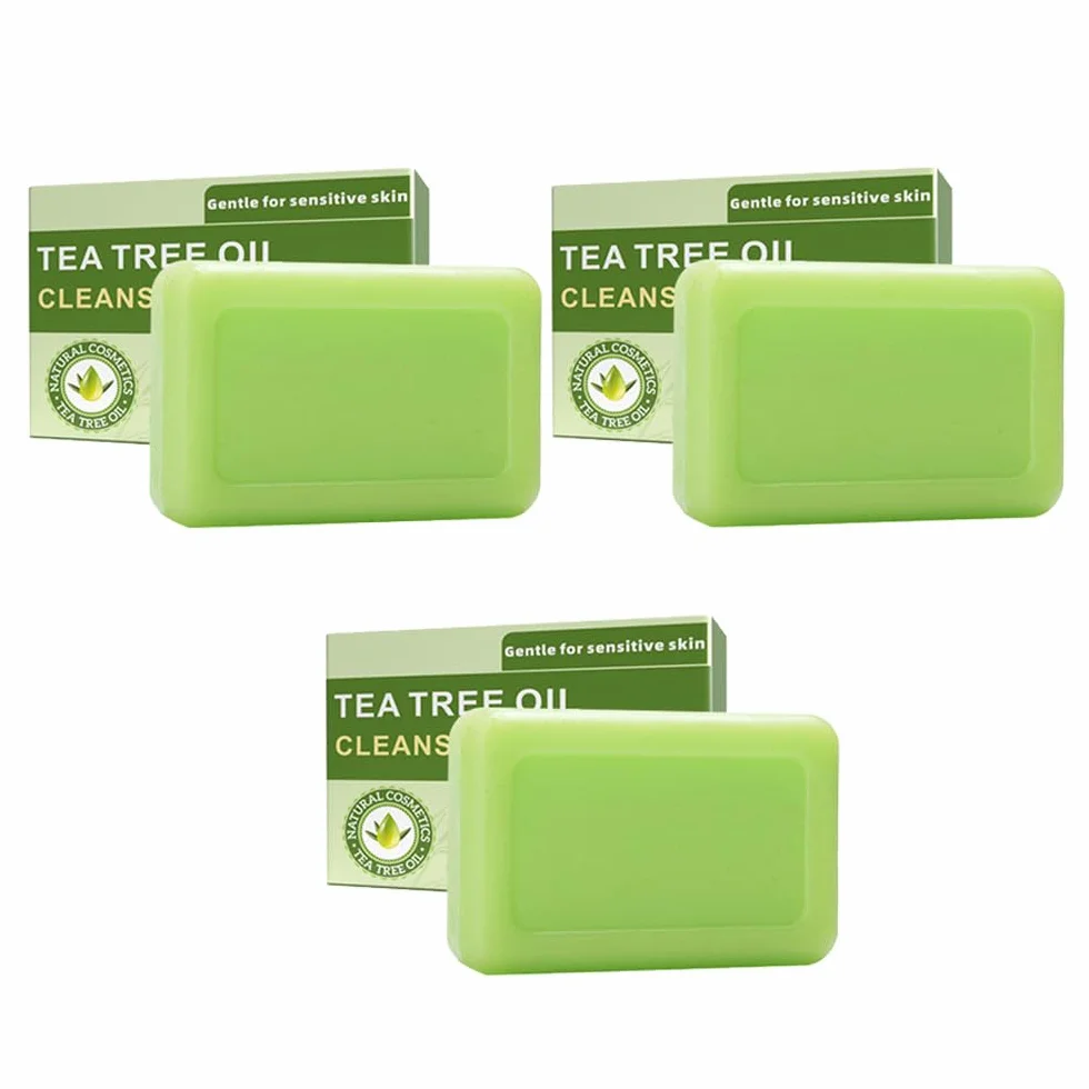 Savon antifongique Dermave Savon solide purifiant huile d'arbre à thé – visage et corps pour peaux à problèmes, nettoie en profondeur, régule le sébum, parfum frais