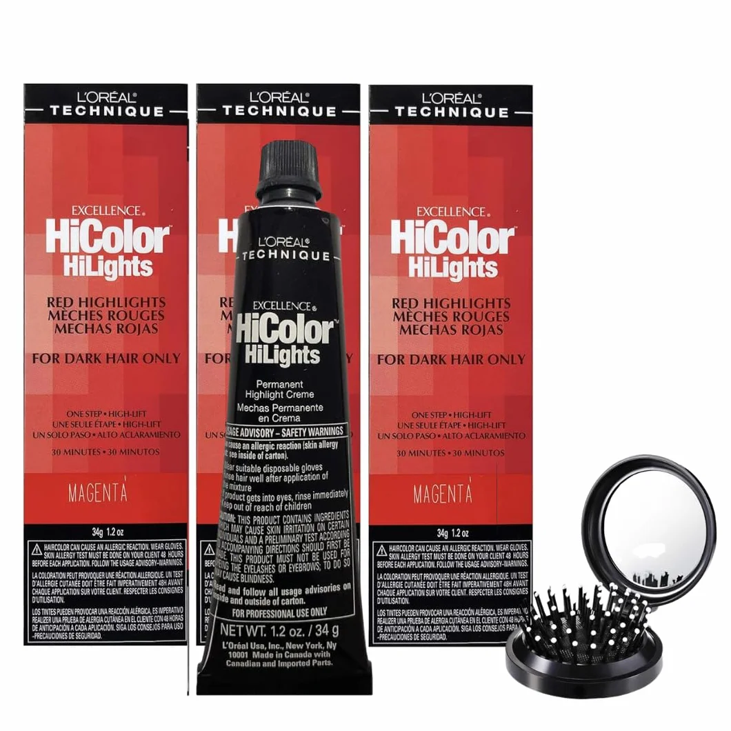 Lot de 3 brosses à cheveux LUXPAKS avec crème L'Oréal Hair Dye Highlight Cream