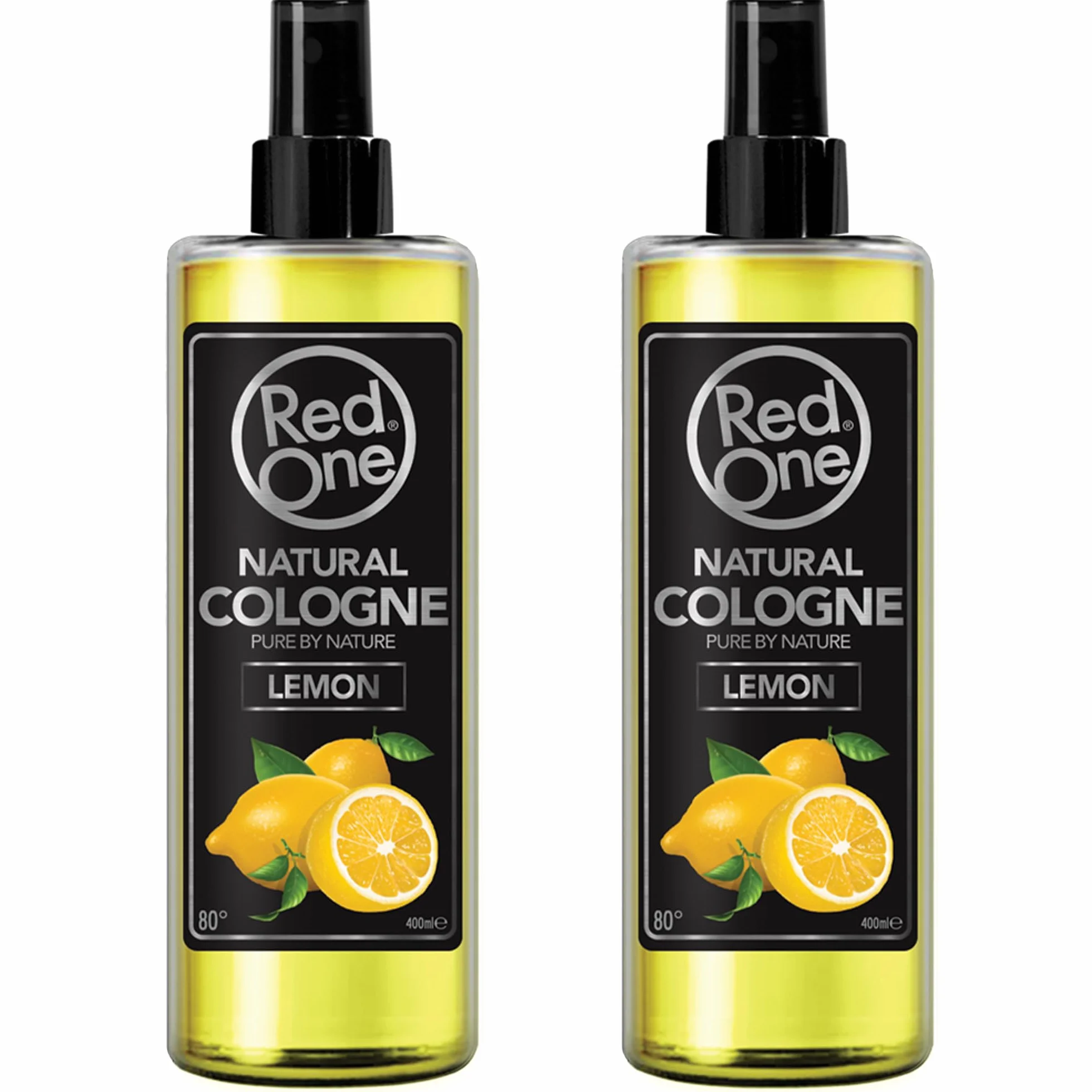 Redone Aftershave Natural Spray Barber Cologne Citron 2 x 400 ml | Parfum longue durée | Produit de soin de qualité supérieure pour homme | Lot de 2