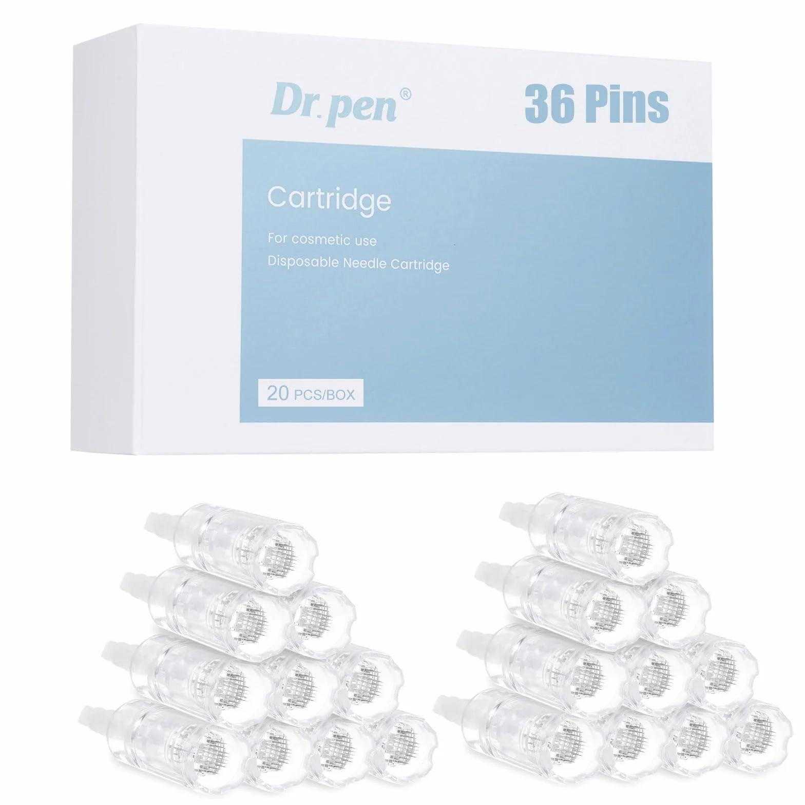 Dr. pen Ultima A10 Lot de 20 cartouches 36 broches pour soin anti-rides, hydratant, raffermissement, éclaircissement, réduction des taches – Cartouches authentiques Dr Pen Ultima A10 20 pièces, 36
