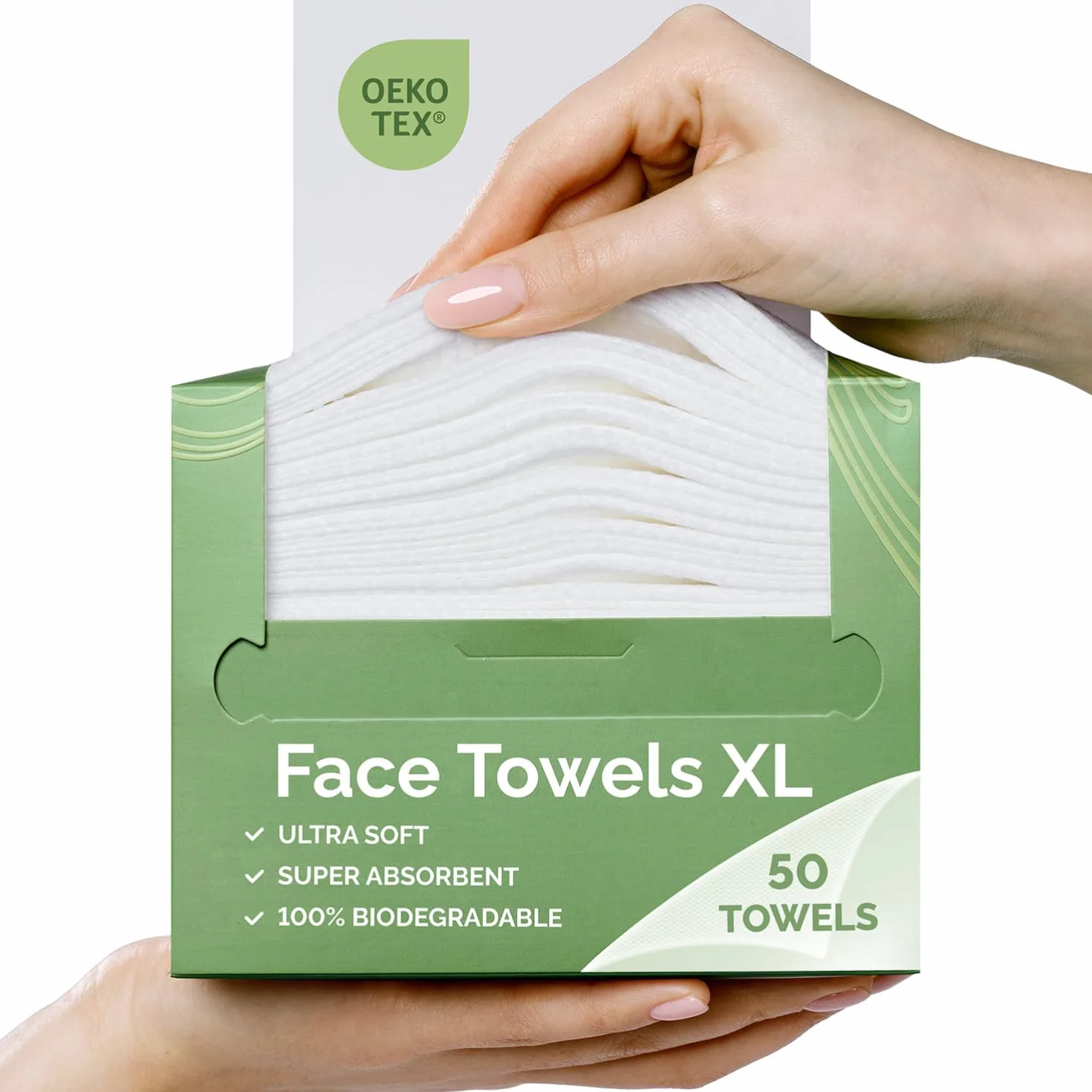 PLANTIFIQUE Serviettes Visage Jetables XL 10"x12" Lingettes Démaquillantes Biodégradables Viscose 50 Unités