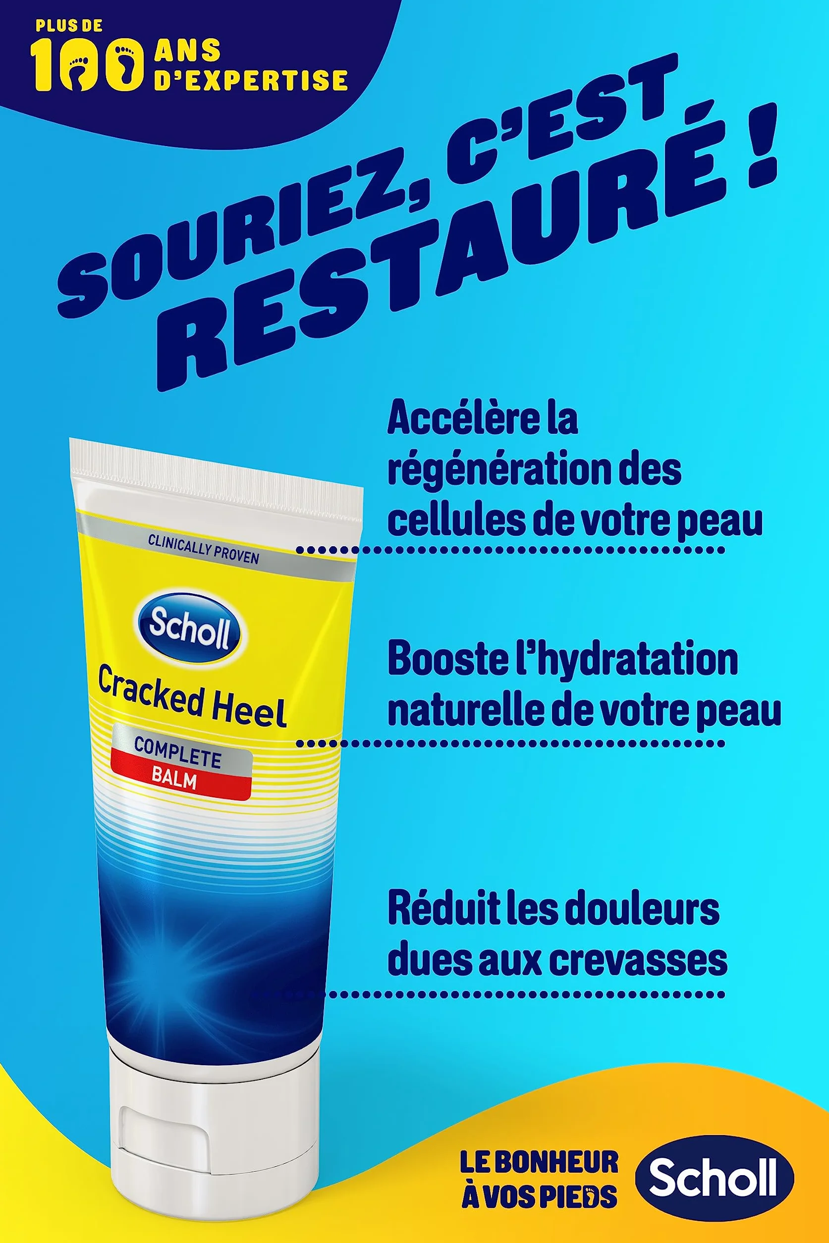 Scholl Crème Pieds Anti-Crevasses Talons Fendillés 60 ml - Répare et Hydrate en Profondeur Action 24h