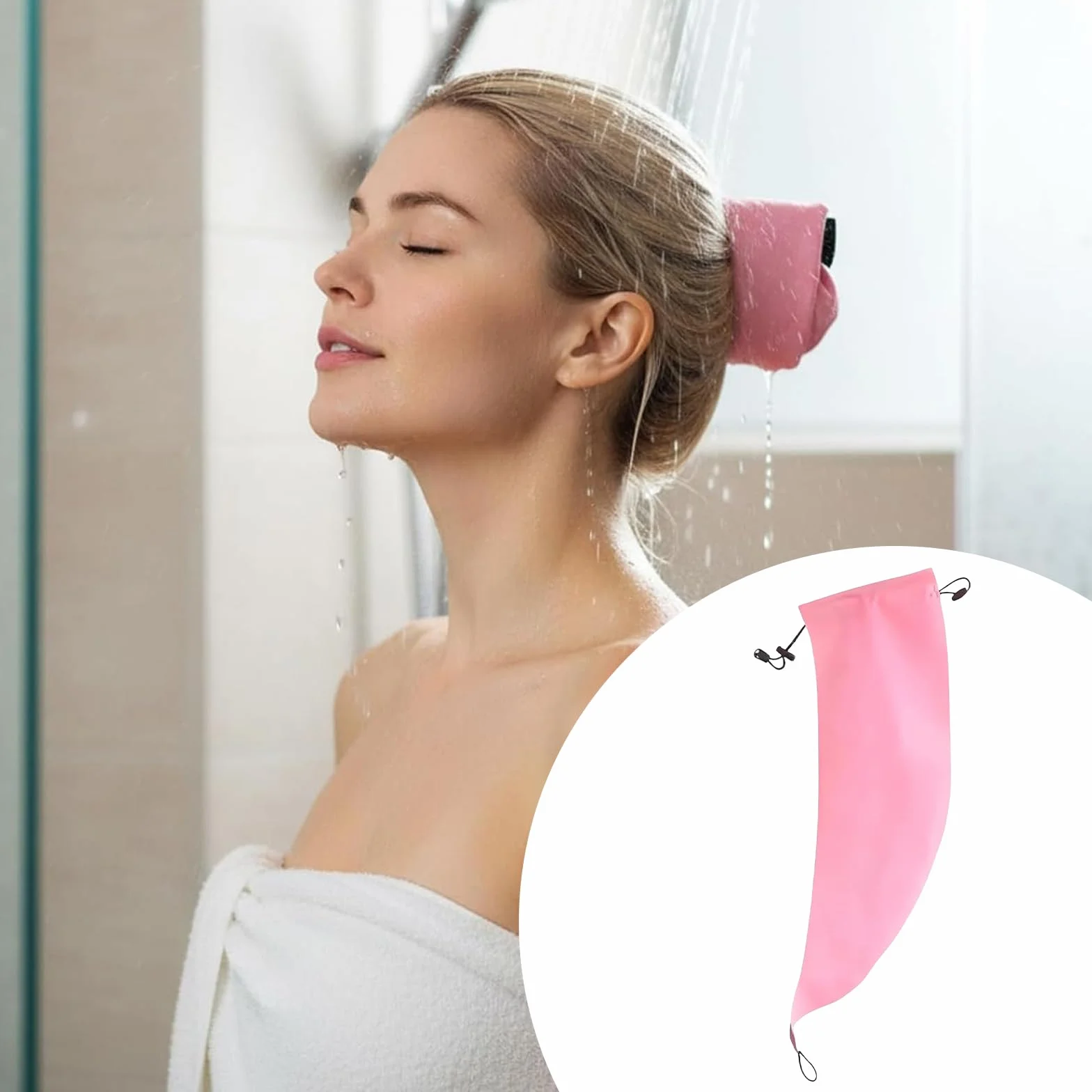 Crown Wash Lot de 2 bonnets de douche imperméables pour femme - Housse queue de cheval pour natation, spa et voyages (rose, violet)