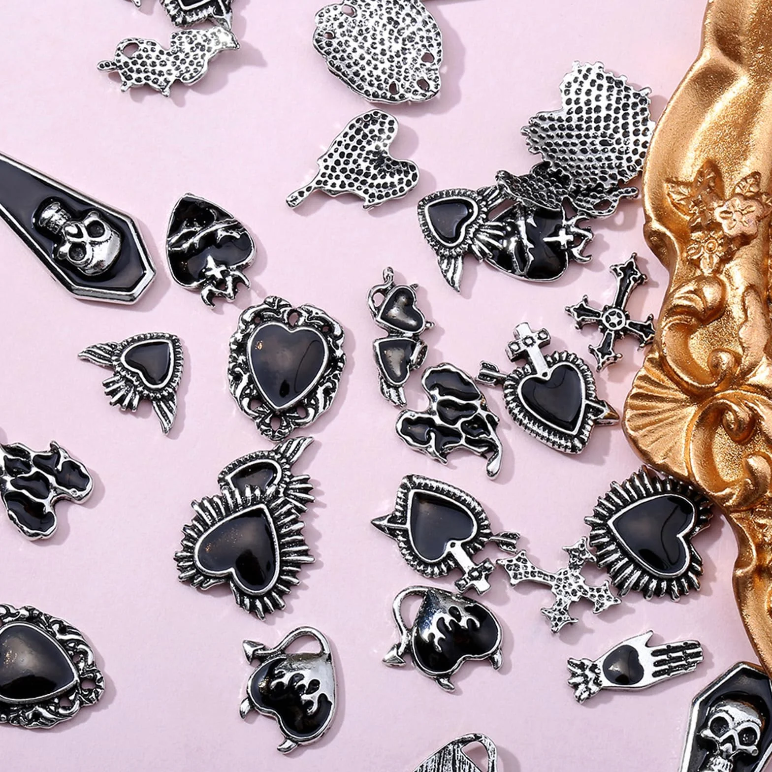 Charms Ongles Set 22 pièces Style Goth Style Y2K Halloween