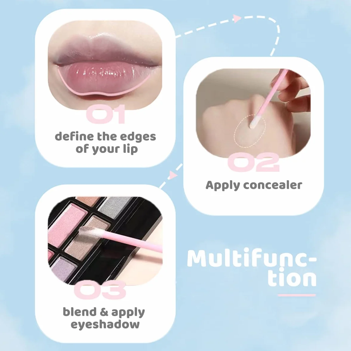 Pinceau à lèvres jetable 100 pièces, Applicateur de Maquillage pour Rouge à lèvres