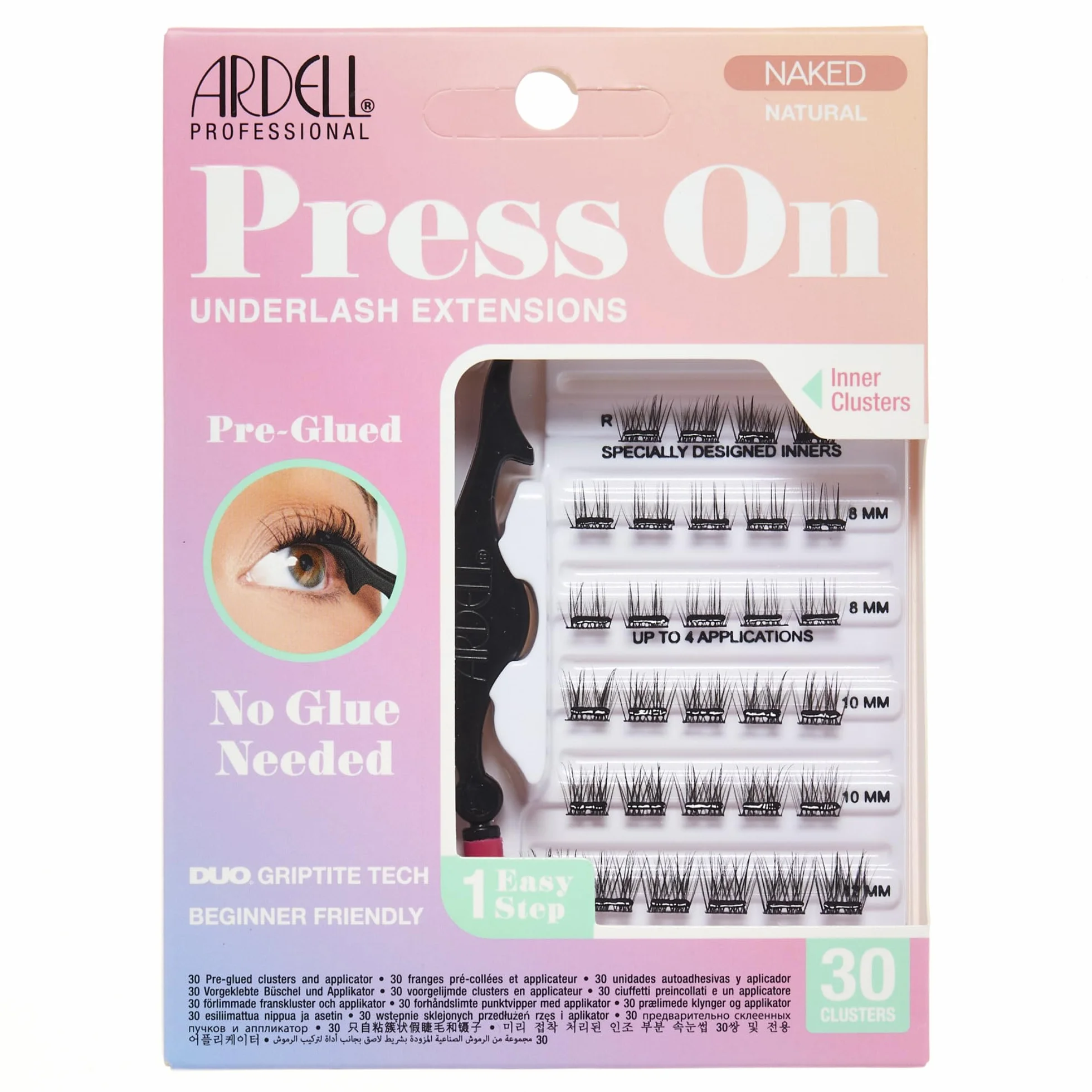 ARDELL Naked Press On Natural - Lot de 30 cils autocollants - Jusqu'à 4 utilisations - Cils naturels avec une tenue de 24 heures - Extensions de cils DIY
