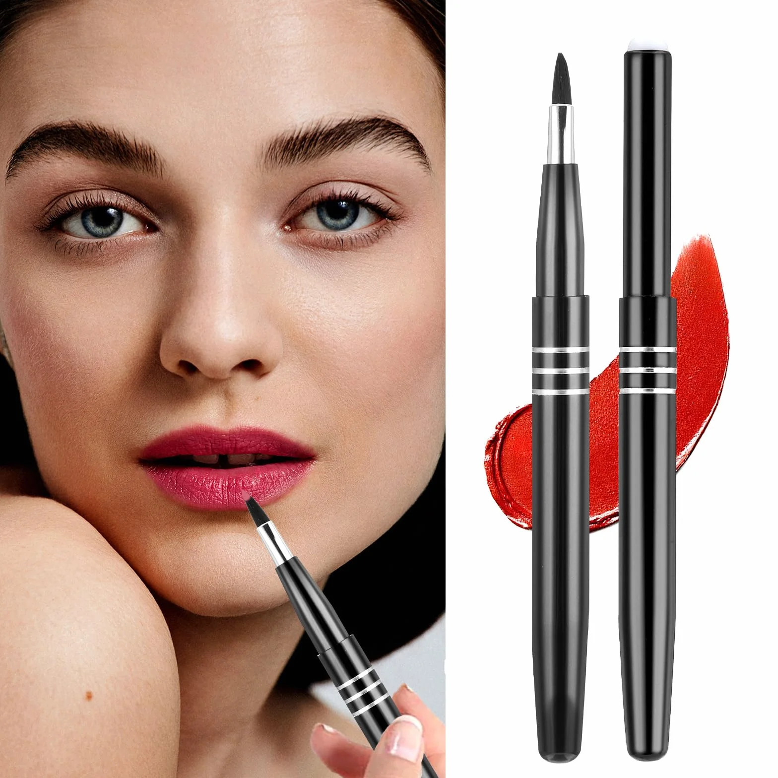 Pinceaux à lèvres rétractables lot de 2 - Mini applicateur maquillage gloss