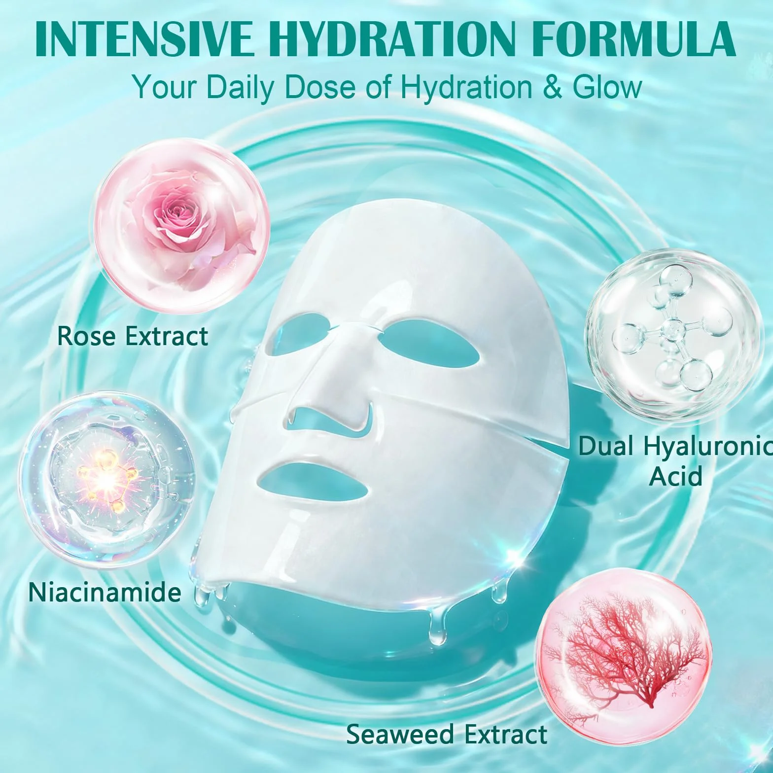 Masques Collagène Visage Hydrogel Hydratation Pack de 5