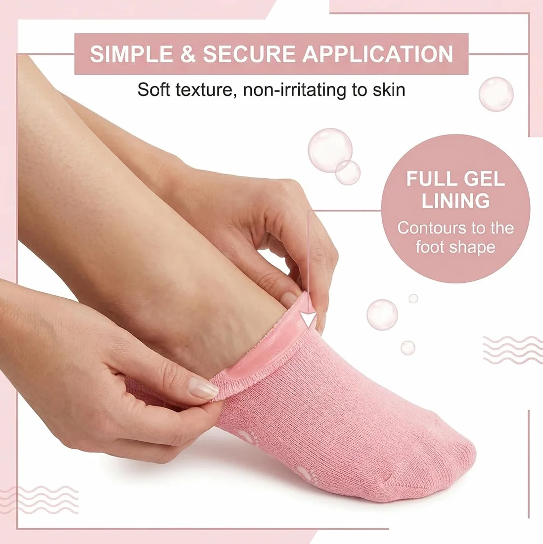 Chaussettes en gel pour talons hydratantes antidérapantes bout ouvert réutilisables rose bleu violet