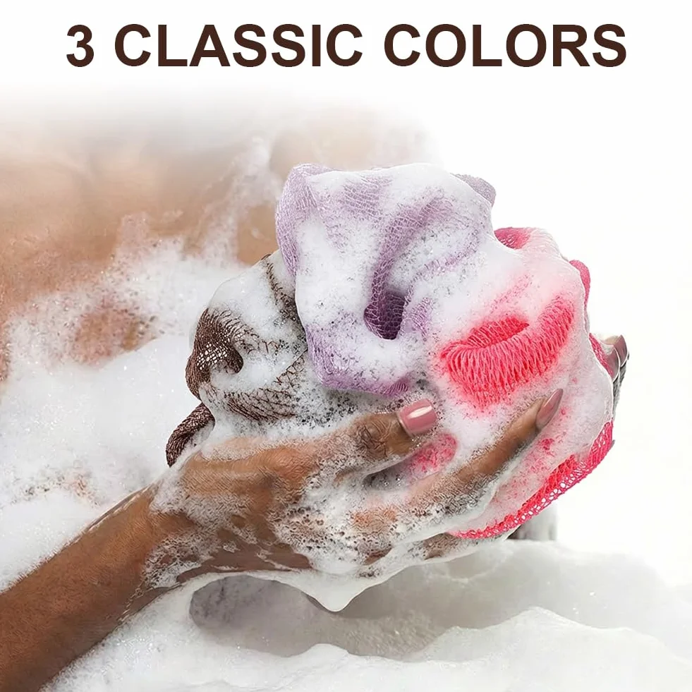 HOTUT 3 Pièces Filet à Bain Africain Exfoliant, Serviette Dos, Éponge Gommage Corporelle, Dead Skin Remover