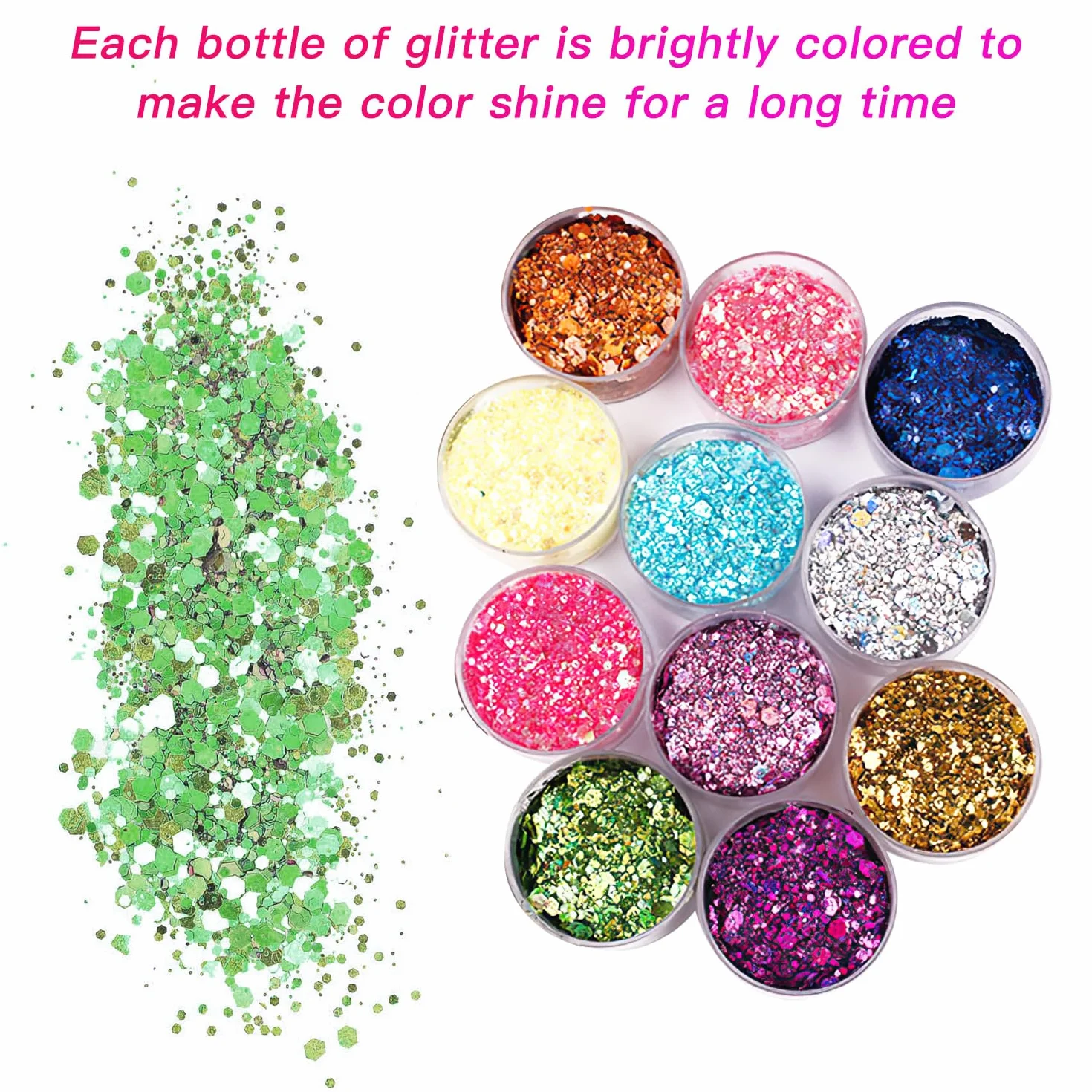 Nuangoo Poudre Brillante 32 Couleurs Paillettes Fines pour Art & Craft, Nail Art, Maquillage