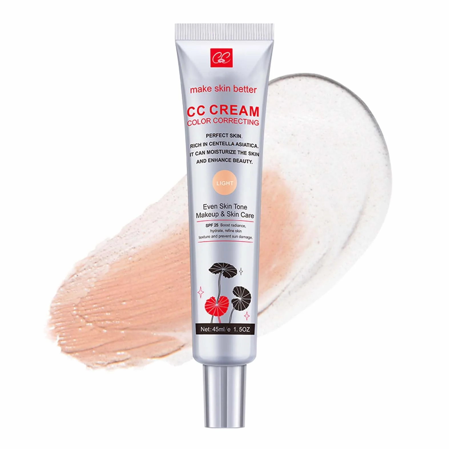 CC Cream avec Centella Asiatica SPF 25 - Fondation de maquillage anti-cernes couvrance complète