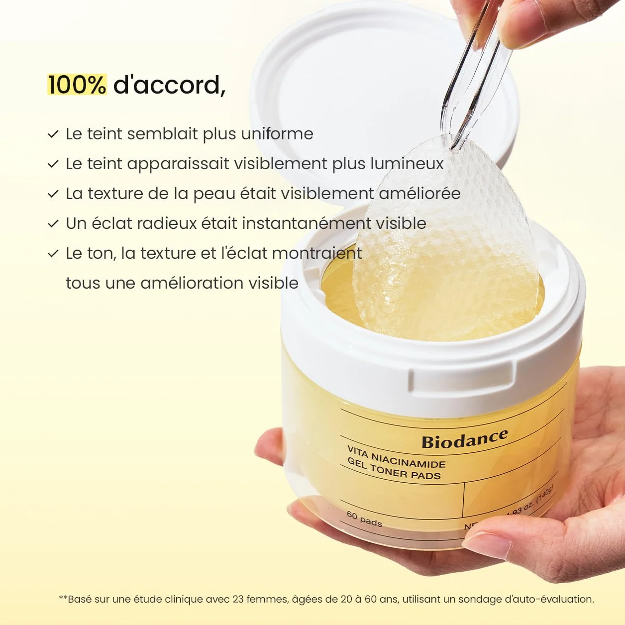 BIODANCE Vita Gel Toner Pads, Tampons de Toner en Gel Niacinamide 60 Pièces, Illuminant, Exfoliation Douce K-Beauty