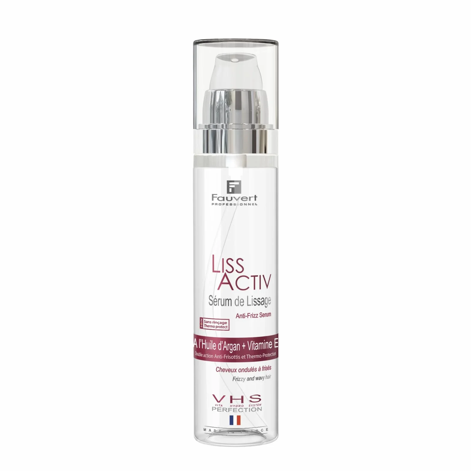 Fauvert Professionnel Sérum de Lissage LISS ACTIV - Protecteur Chaleur & Anti-Frisottis - Huile d’Argan + Vitamine E - Soin Thermoprotecteur Cheveux Sans Rinçage - Fabriqué en France - 100 ml