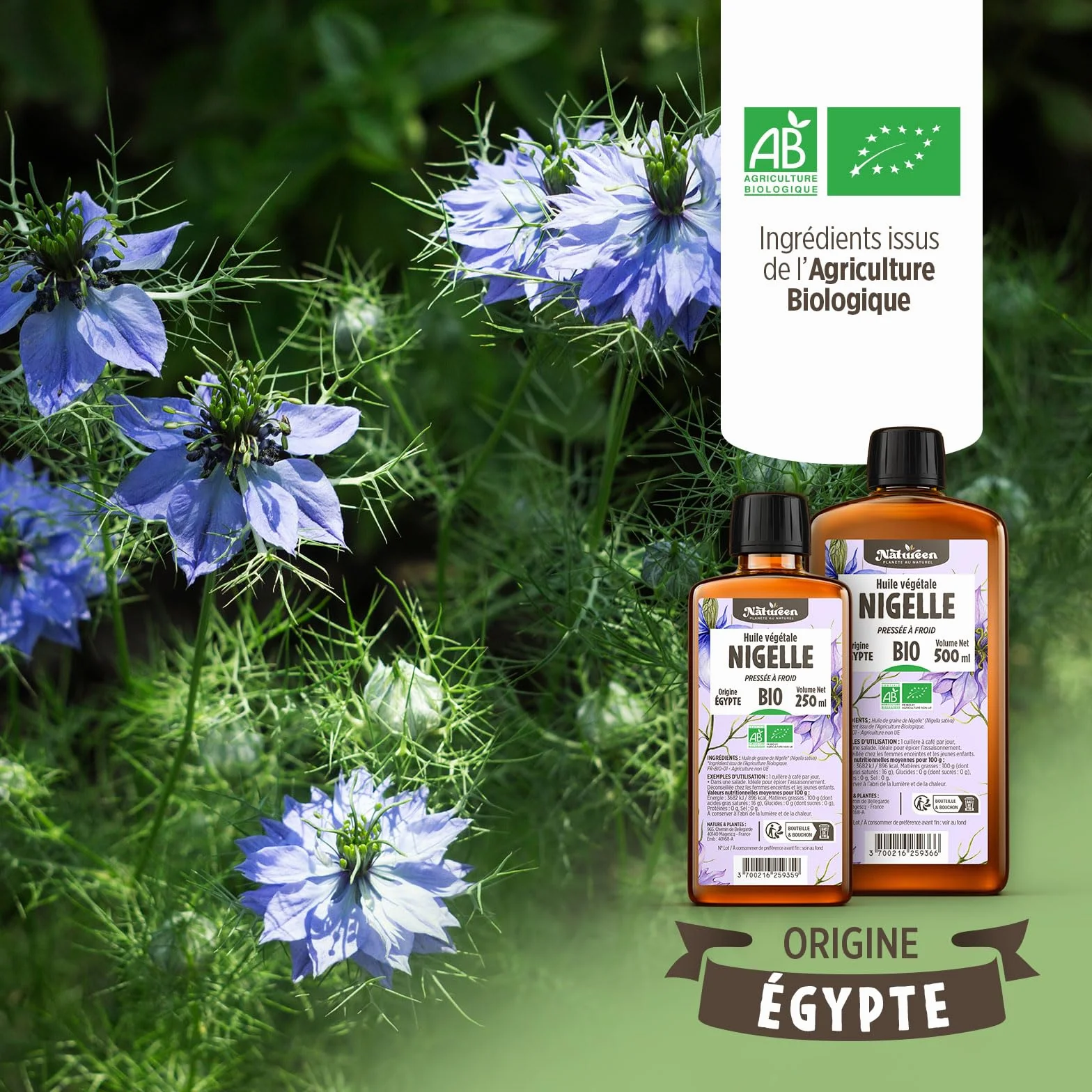 Huile de NIGELLE Bio 150 ml Planète au Naturel Pure Pressée à froid Alimentaire Cheveux Corps Ongles