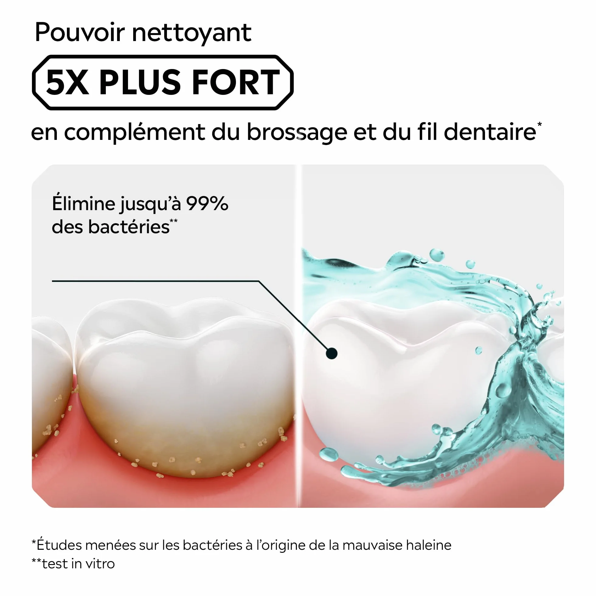 Listerine Bain de Bouche Fraîcheur Goût Plus Léger 0% Alcool 500 ml Soin bucco-dentaire quotidien sans alcool
