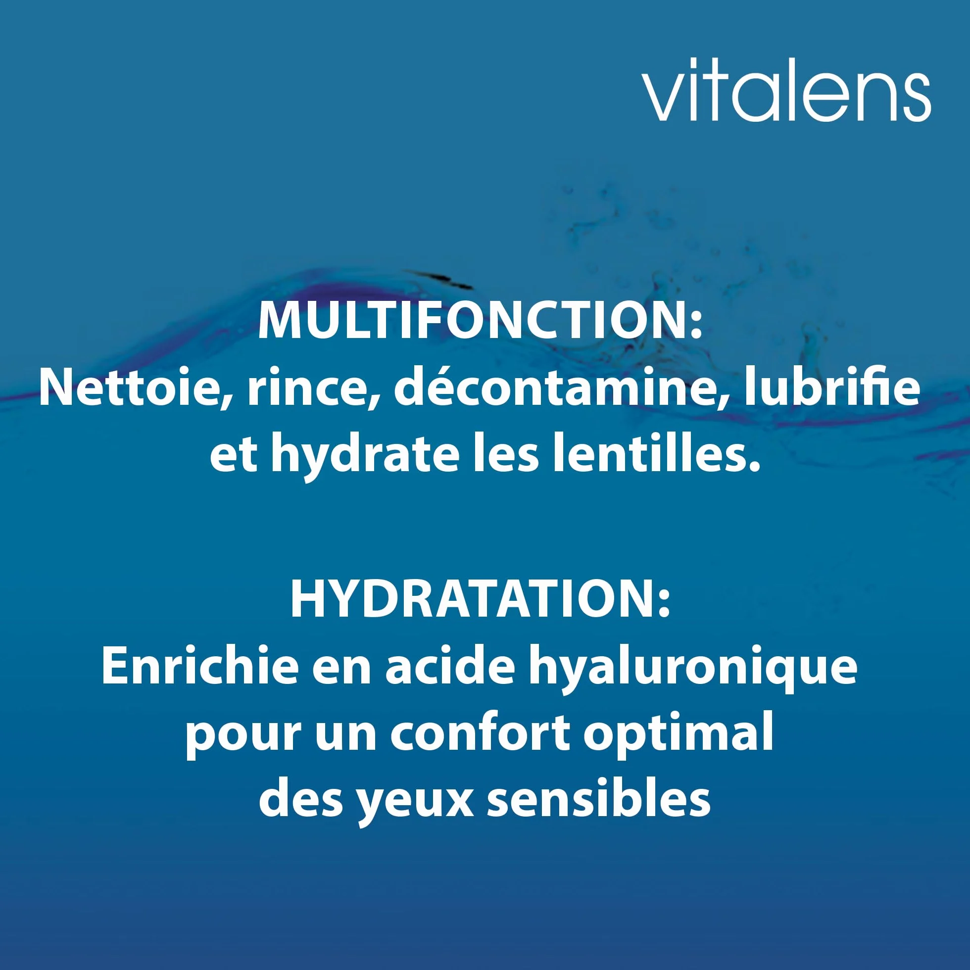 VITALENS Solution Multifonction Lentilles de Contact 6 en 1 Acide Hyaluronique 3x360ml